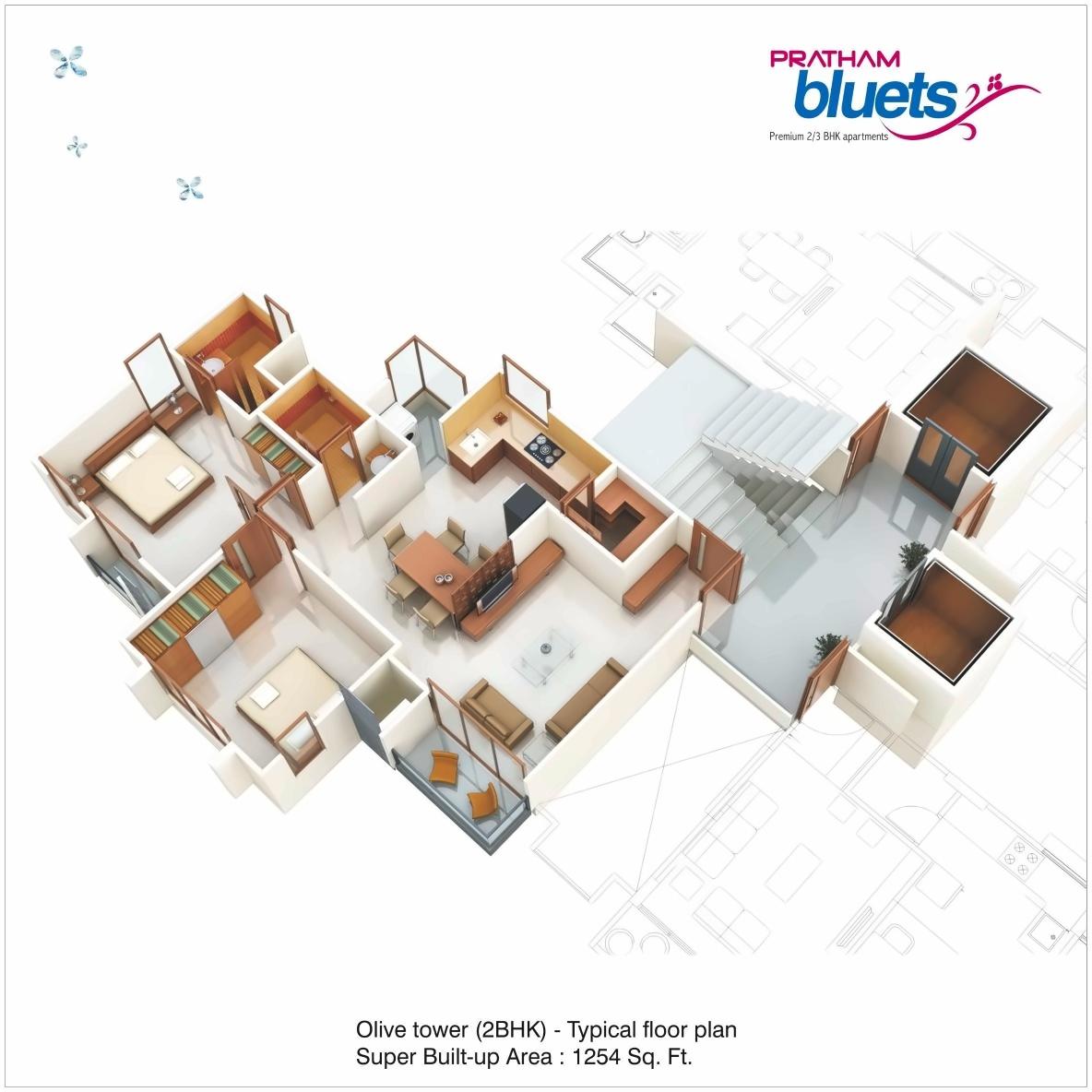 Layout of real estate project Pratham Bluets located at Gotri, Vadodara, Gujarat