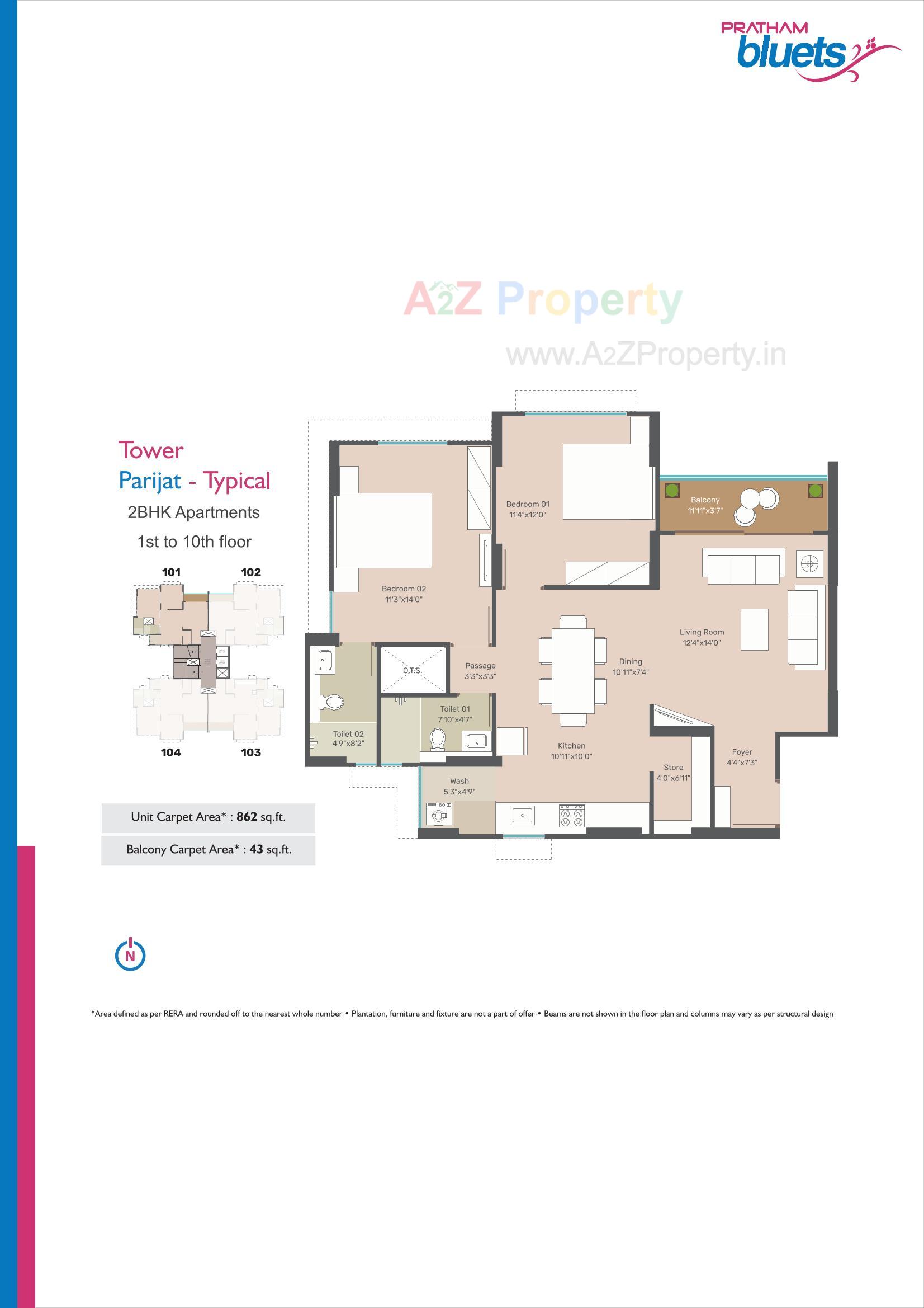 Layout of real estate project Pratham Bluets located at Gotri, Vadodara, Gujarat