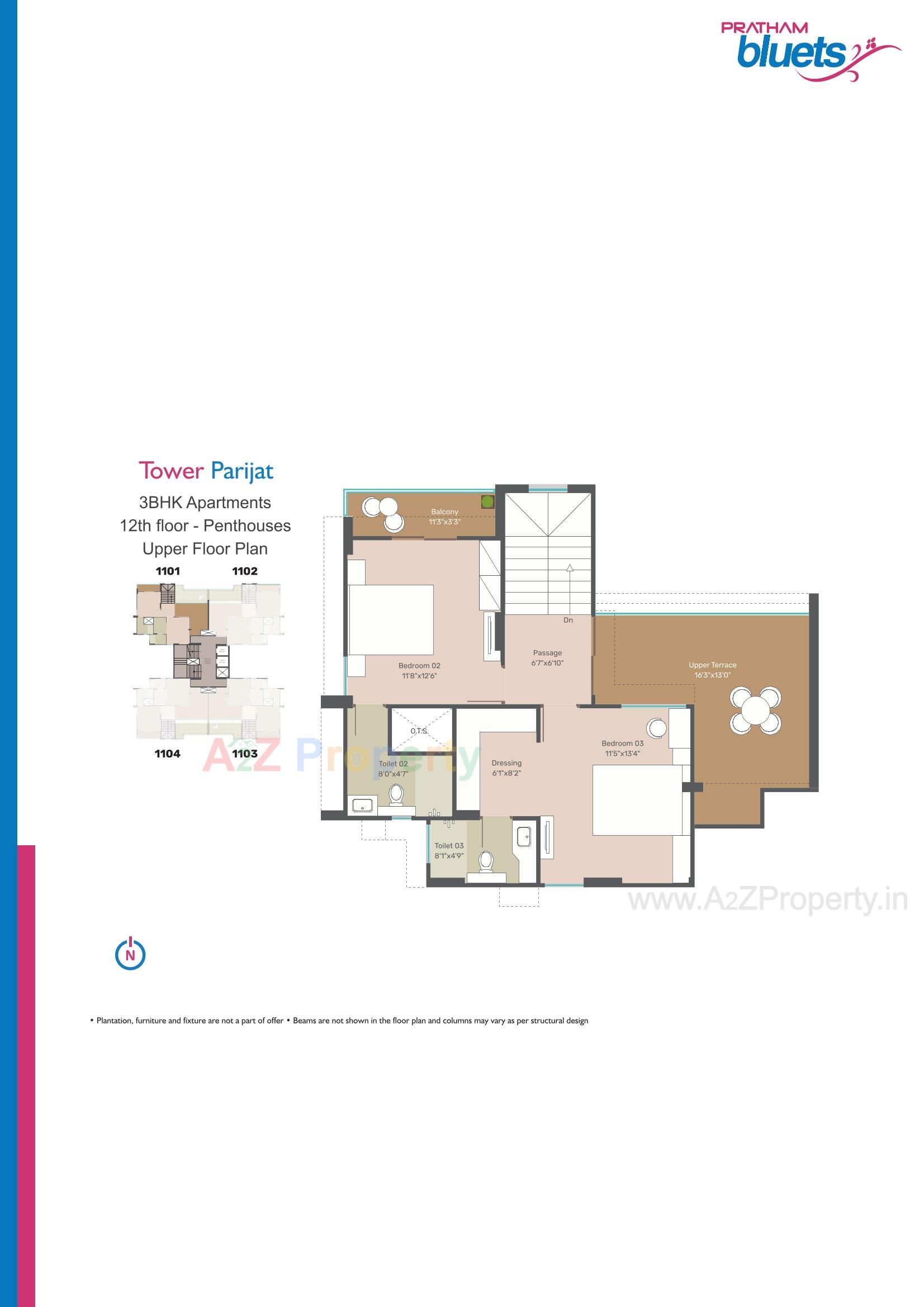 Layout of real estate project Pratham Bluets located at Gotri, Vadodara, Gujarat