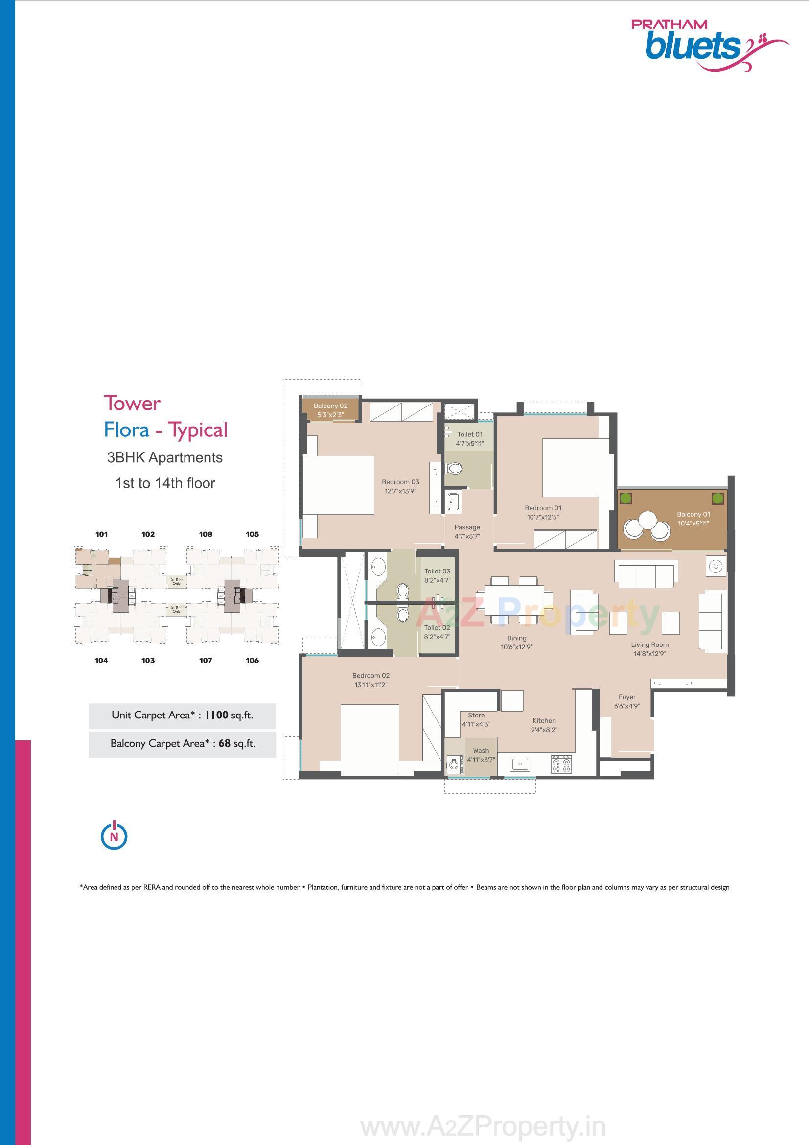 Layout of real estate project Pratham Bluets located at Gotri, Vadodara, Gujarat