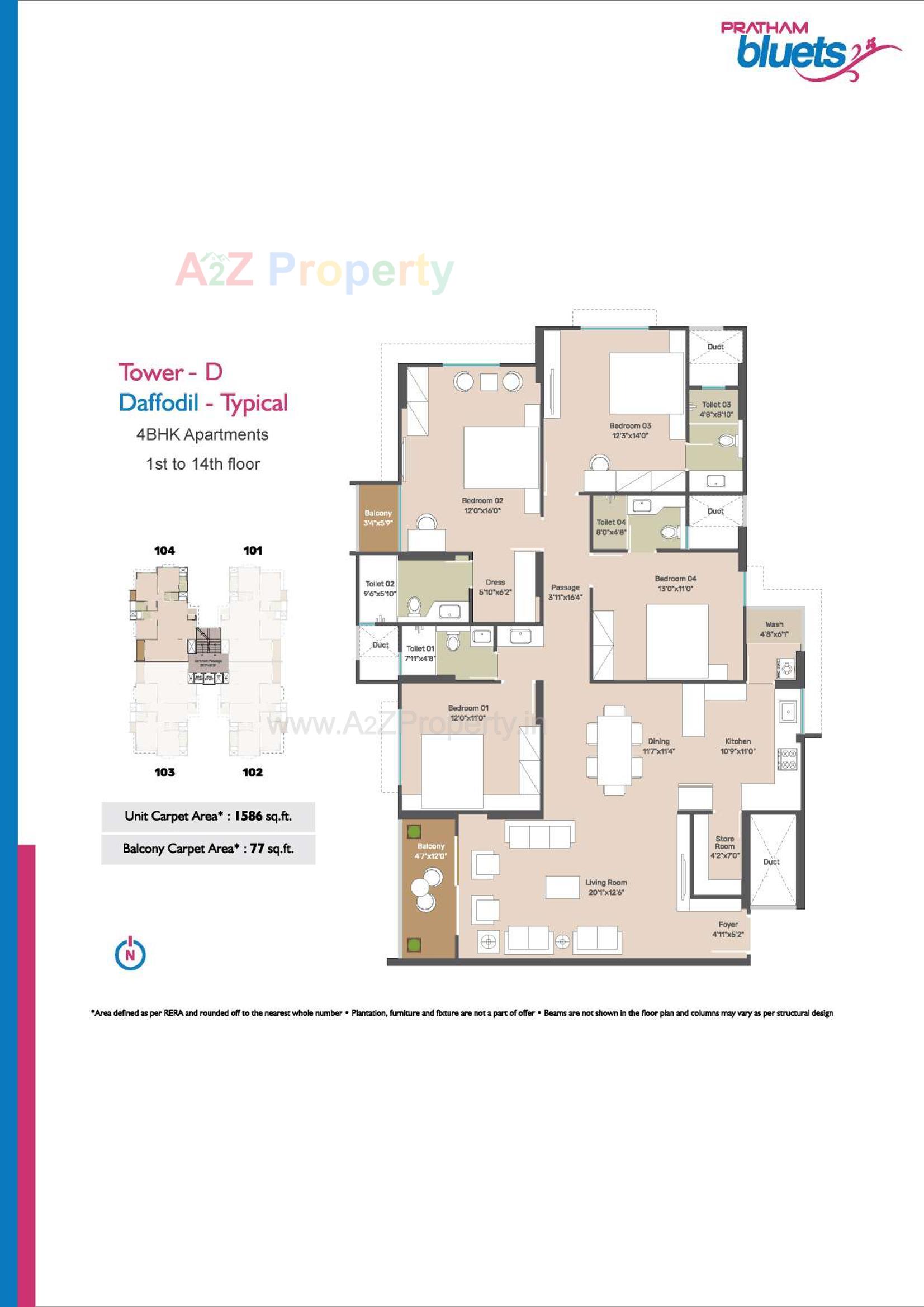 Layout of real estate project Pratham Bluets located at Gotri, Vadodara, Gujarat