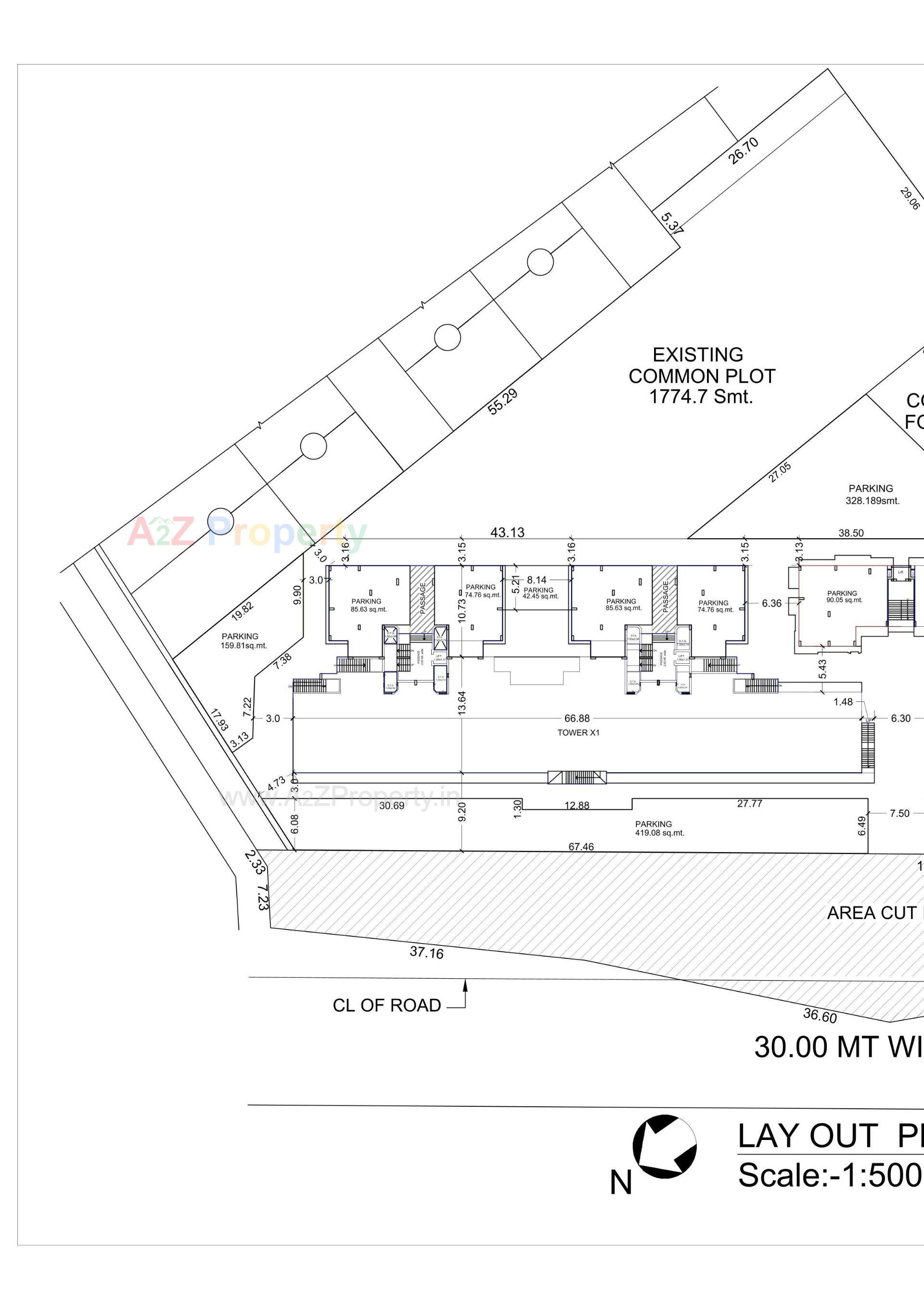 Layout of real estate project Pratham Plaza Tower located at Akota, Vadodara, Gujarat