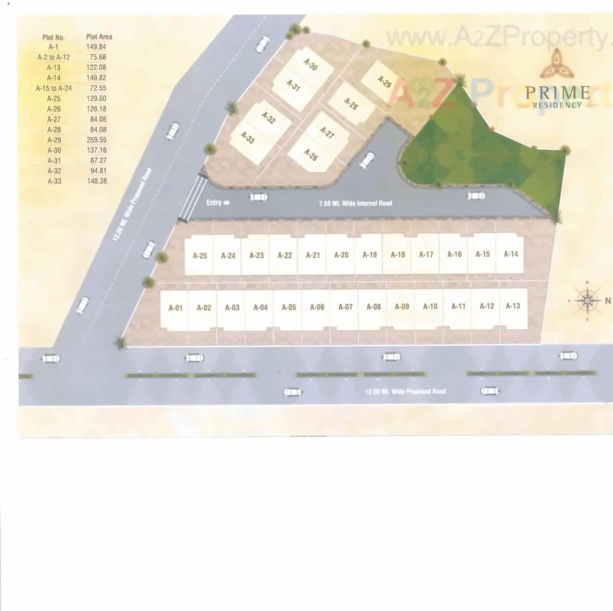 Layout of real estate project Prime Residency located at Amodar, Vadodara, Gujarat