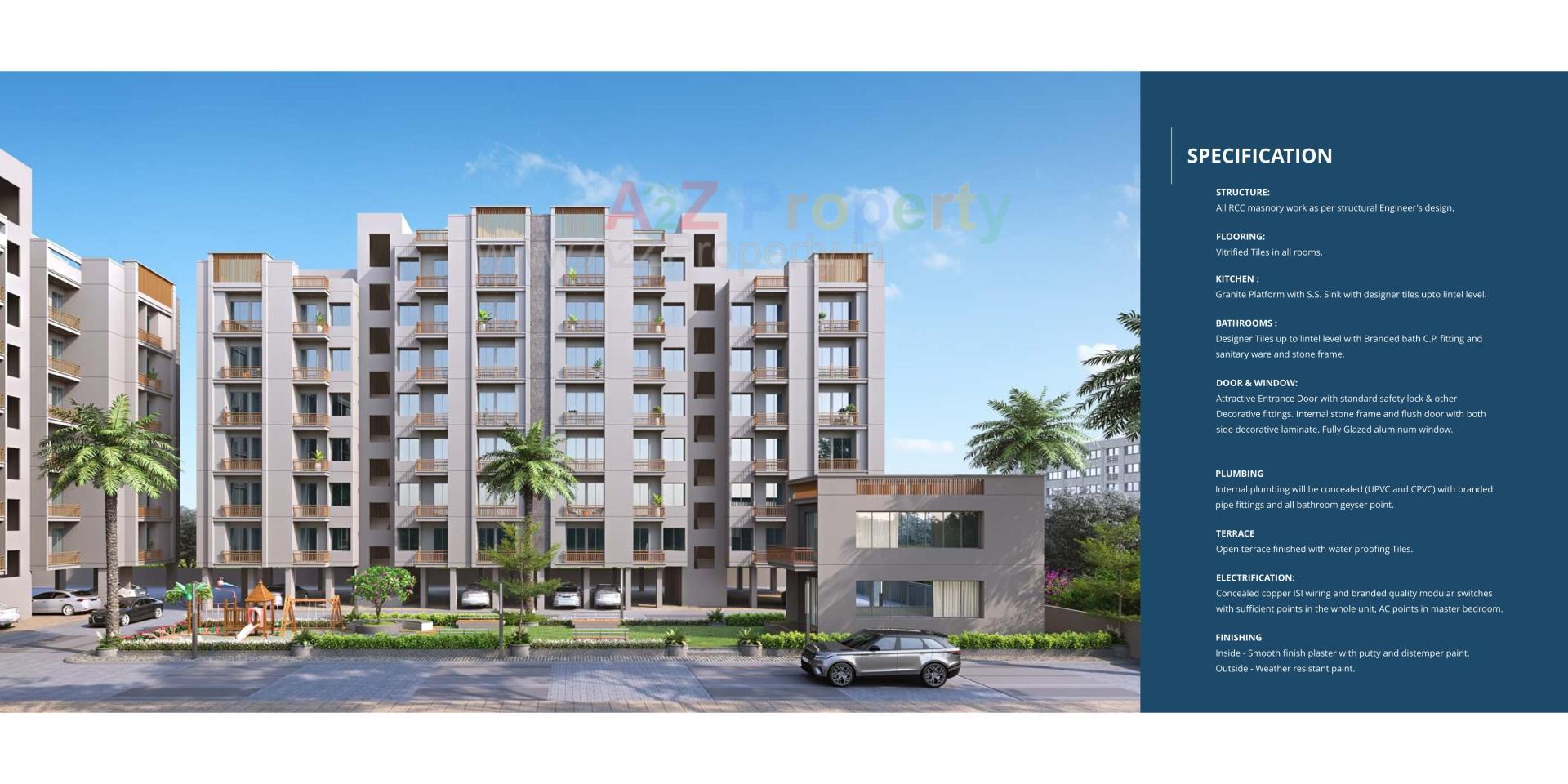 3D Elevation of real estate project Pushpak Skyline located at Tarsali, Vadodara, Gujarat