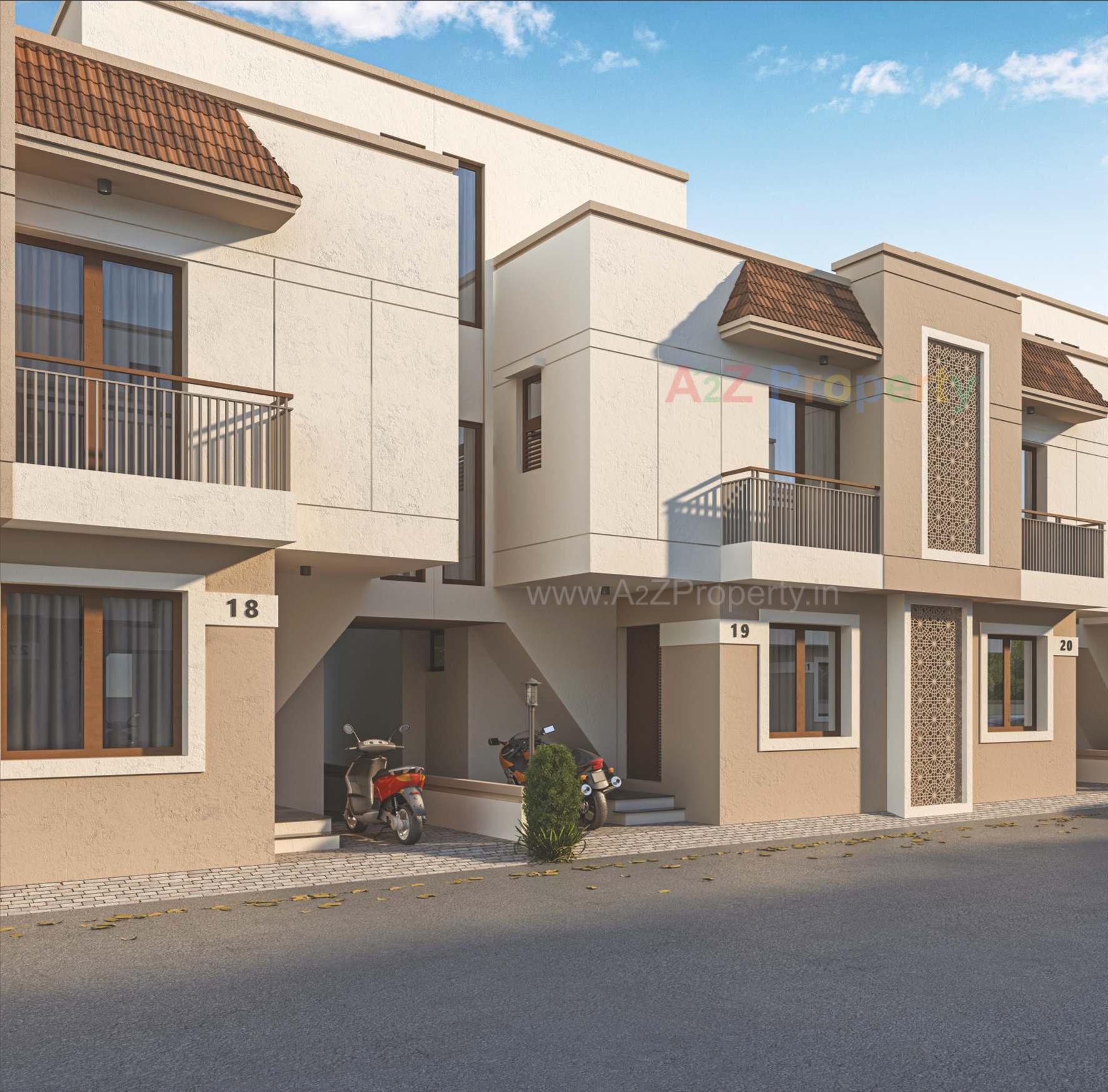 3D Elevation of real estate project Pushti Bungalows located at Kalali, Vadodara, Gujarat