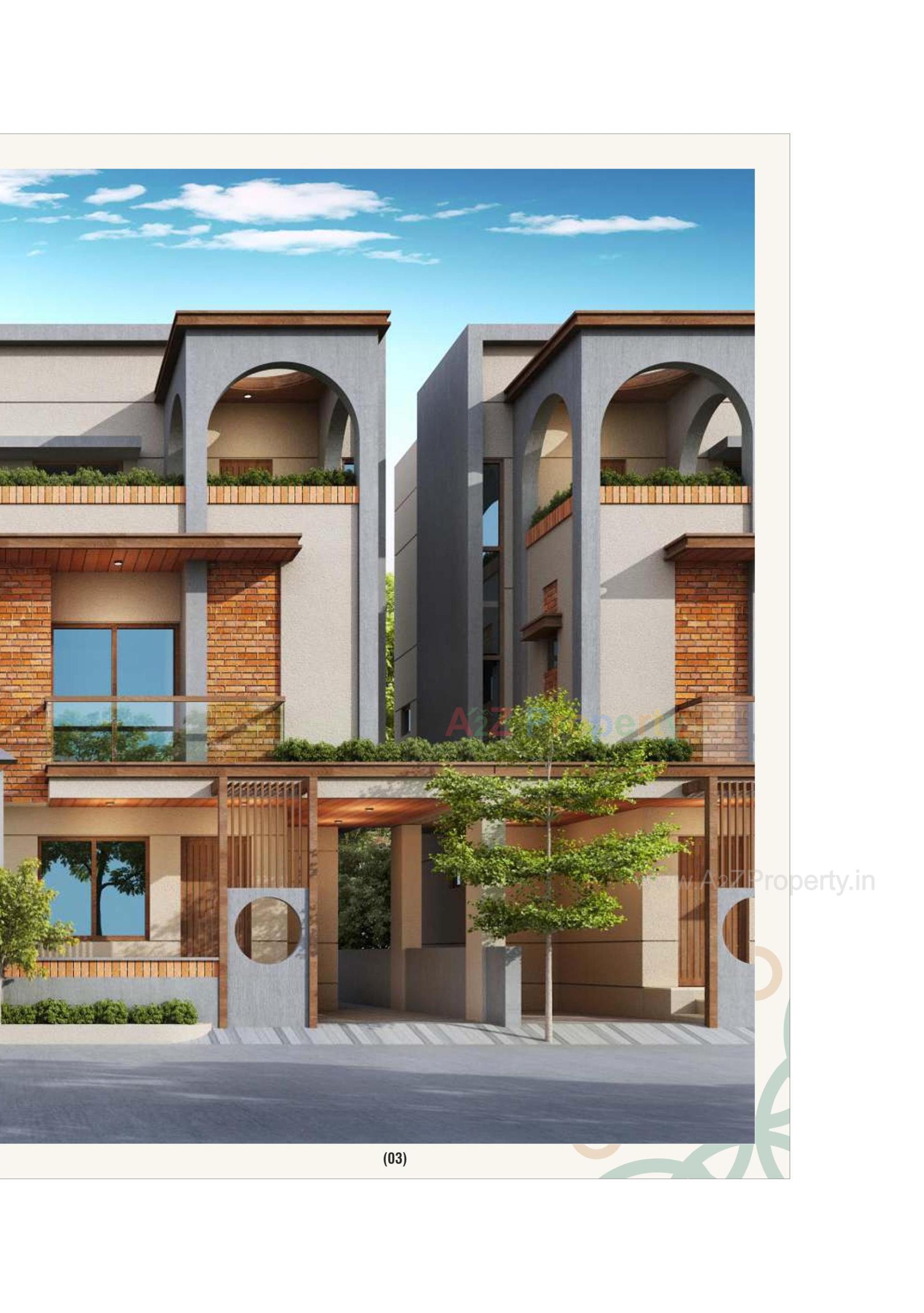 3D Elevation of real estate project Rhythm Bunglows located at Tarsali, Vadodara, Gujarat