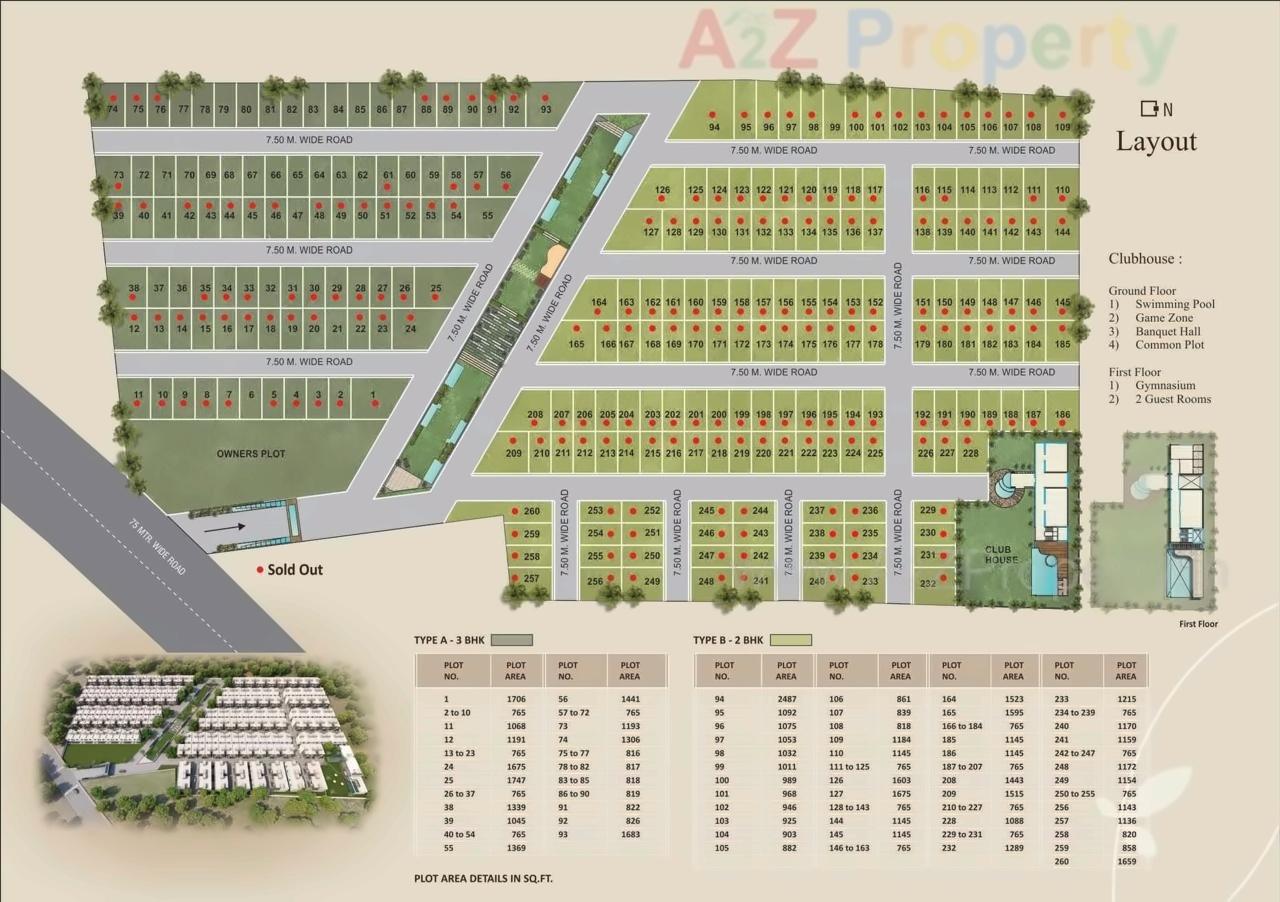 Layout of real estate project Rosedale County located at Dhanyavi, Vadodara, Gujarat