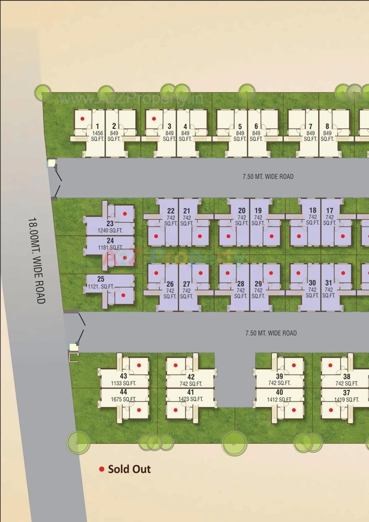 Layout of real estate project Rosedale Meadows located at Sevasi, Vadodara, Gujarat