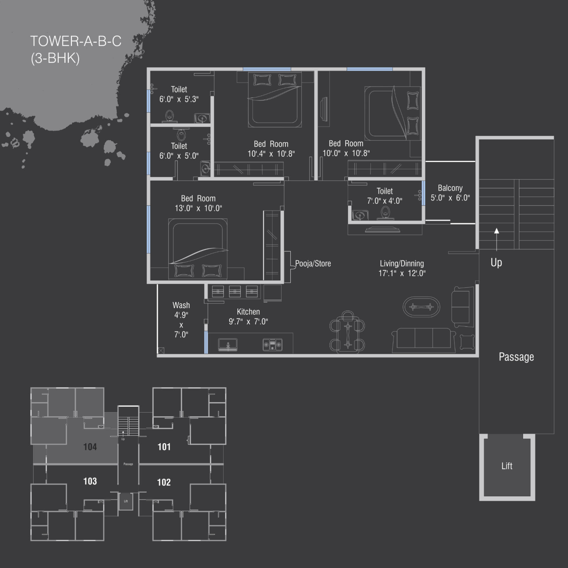 3bhk_floor_plan of real estate project Rudraksh Heaven located at Chhani, Vadodara, Gujarat