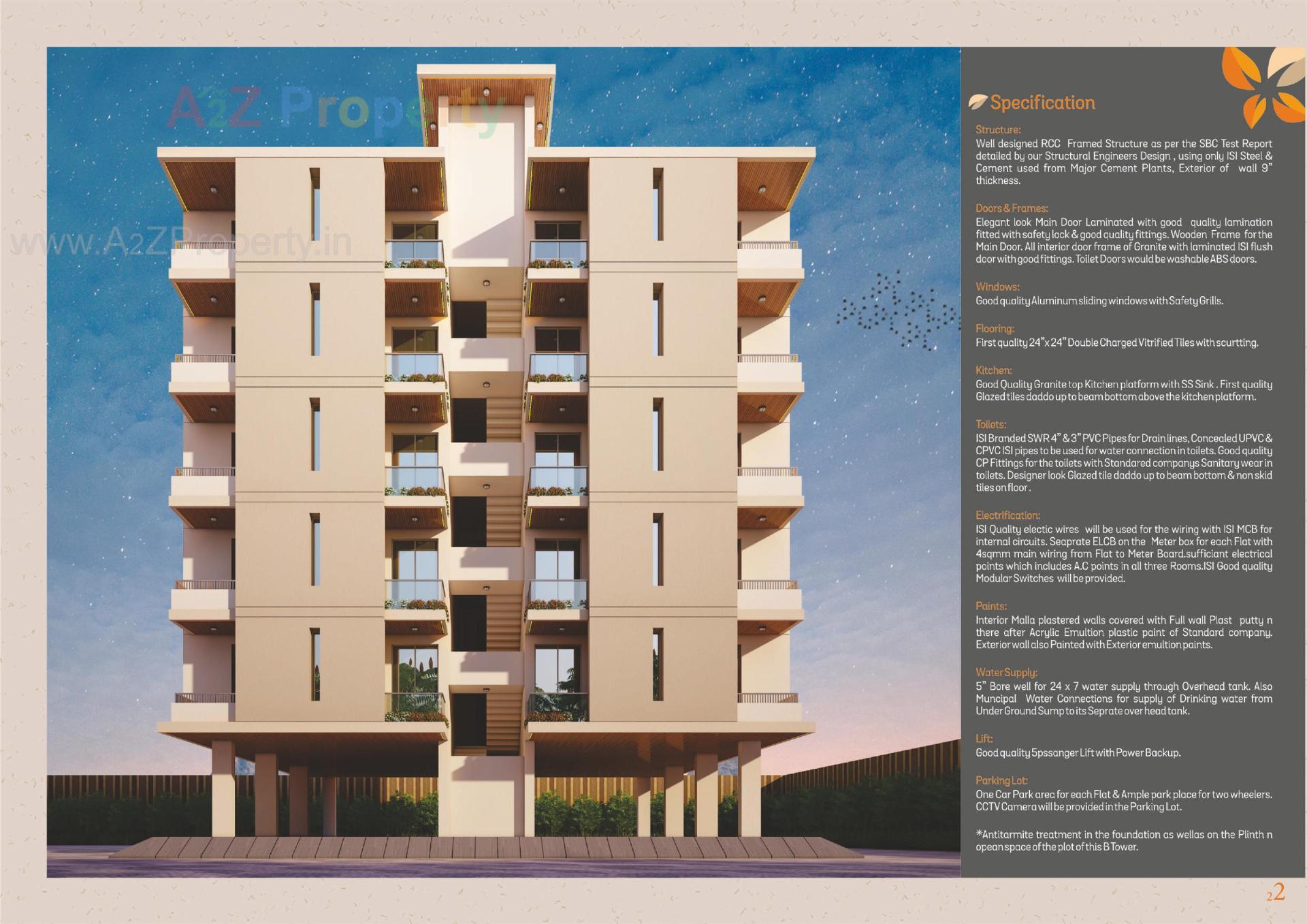 3D Elevation of real estate project Sai Aastha Residency Tower located at Manjalpur, Vadodara, Gujarat