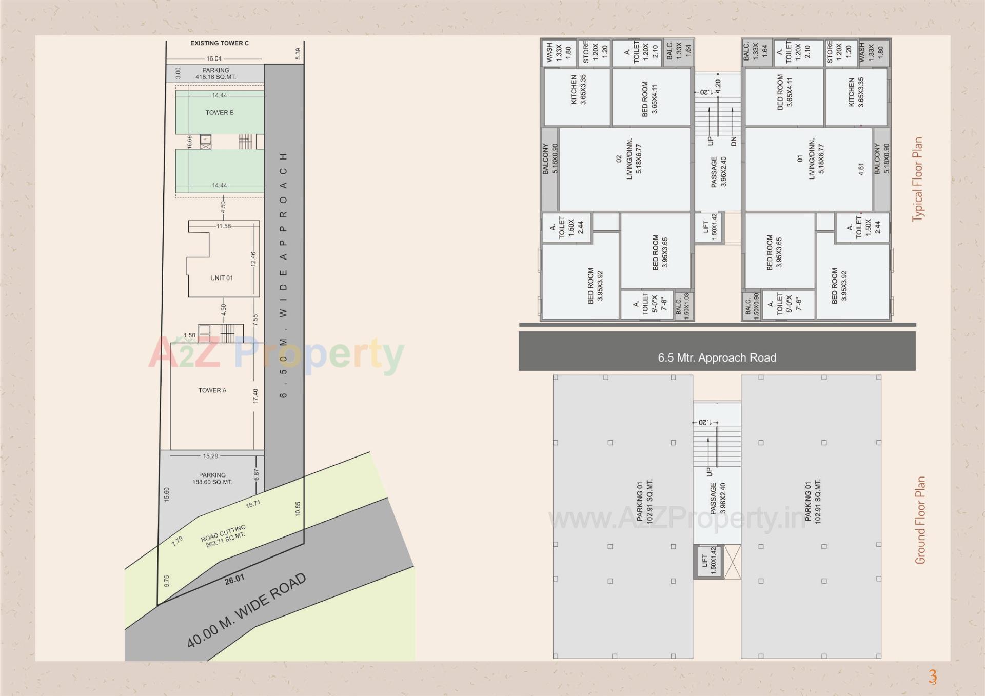 Layout of real estate project Sai Aastha Residency Tower located at Manjalpur, Vadodara, Gujarat