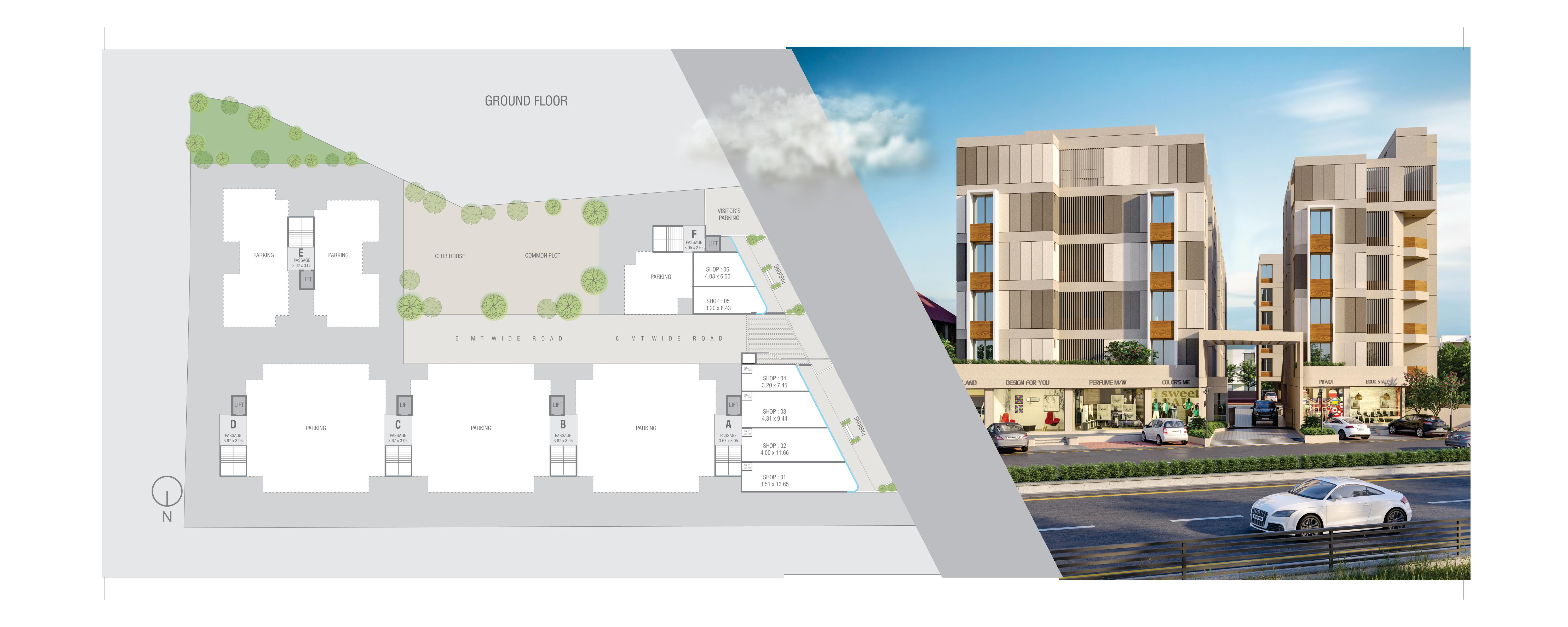 Layout of real estate project Sai Samarth Residency located at Sayajipura, Vadodara, Gujarat