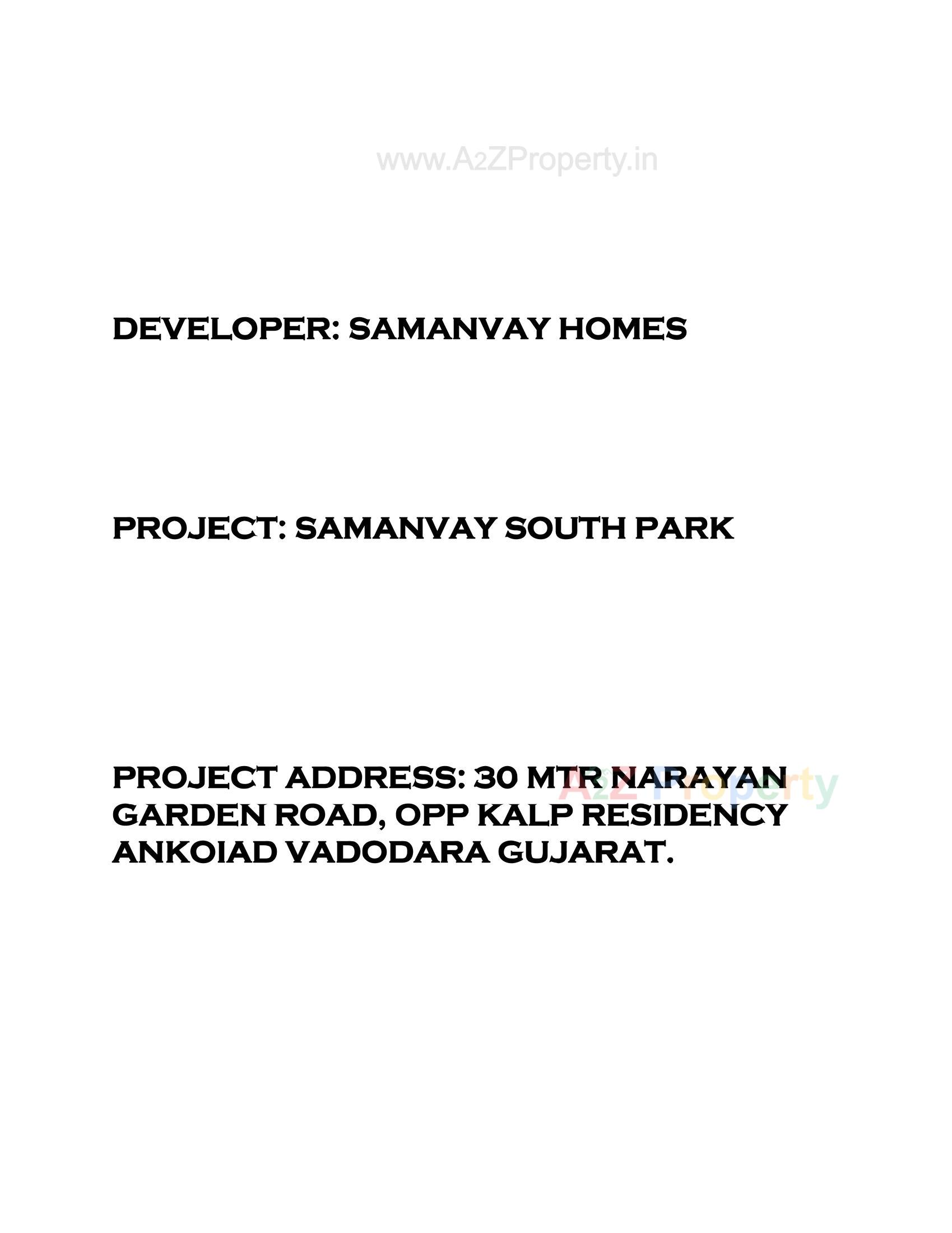  of real estate project Samanvay South Park located at Ankodiya, Vadodara, Gujarat