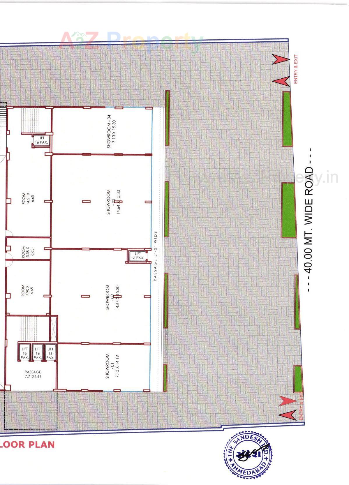 Layout of real estate project Sandesh Bhavan located at Nagarwada, Vadodara, Gujarat