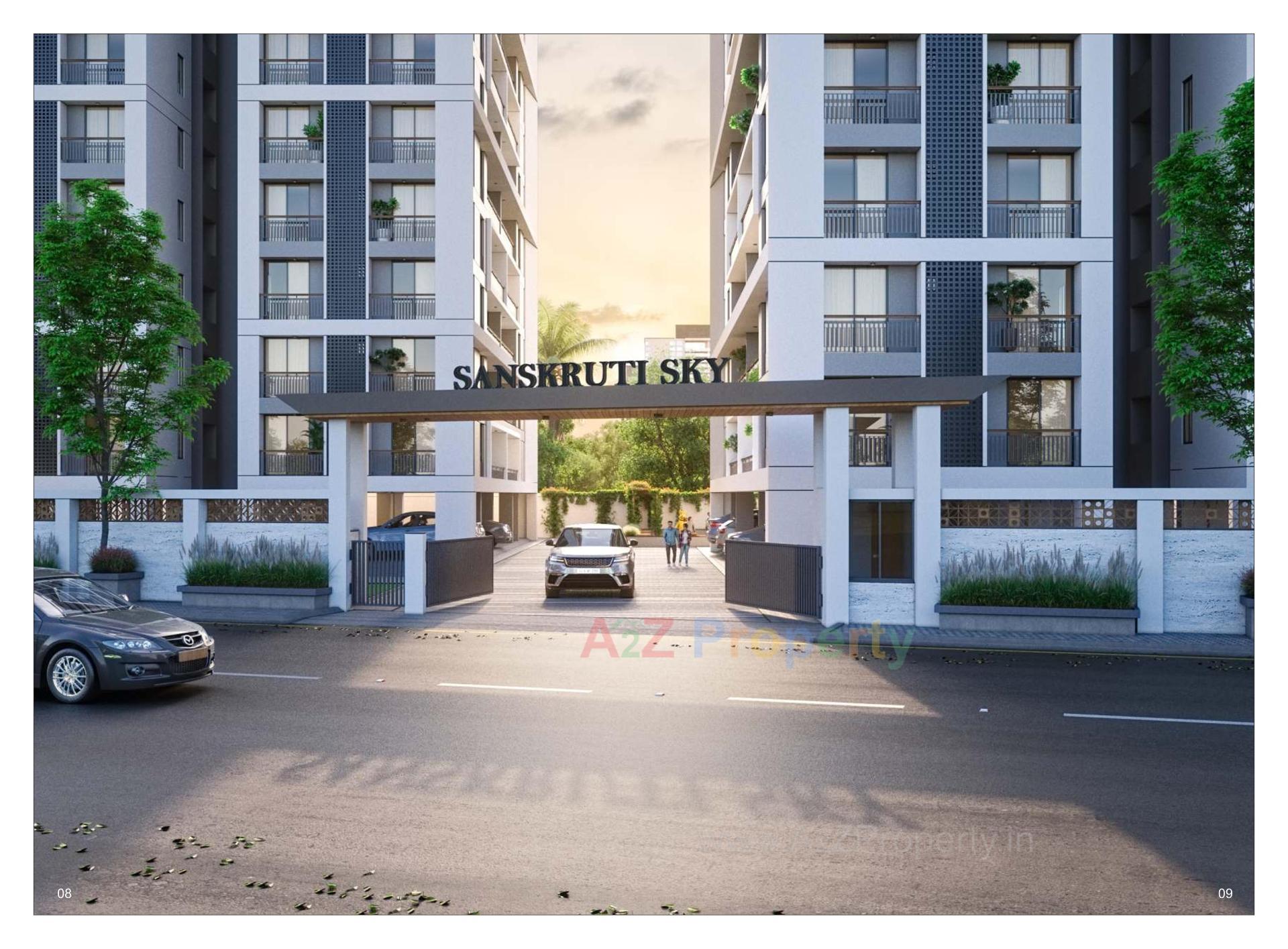 3D Elevation of real estate project Sanskruti Sky located at Chhani, Vadodara, Gujarat