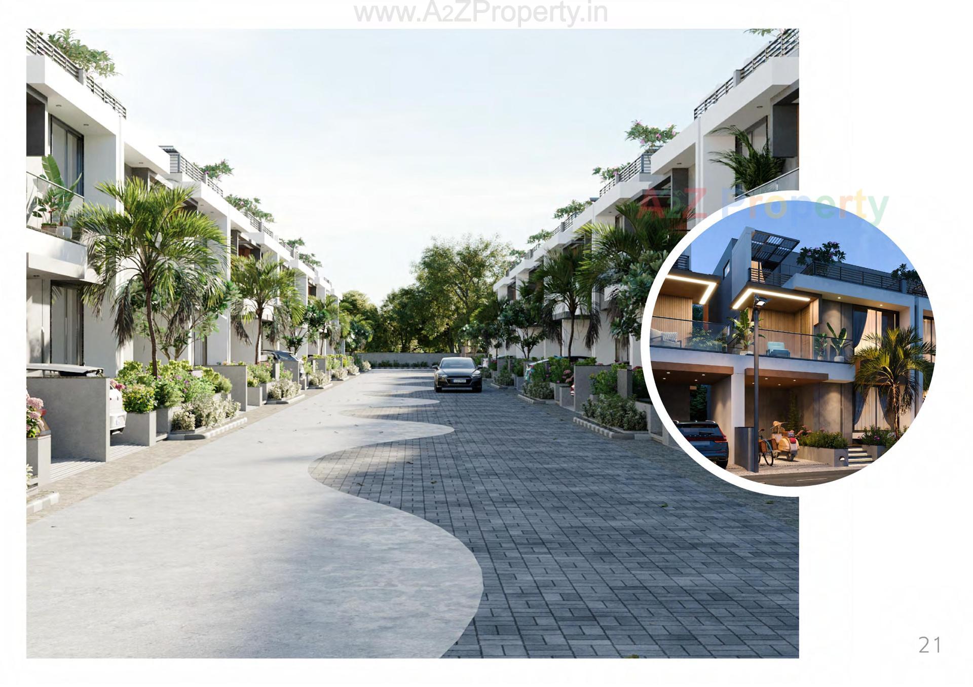 3D Elevation of real estate project Sanvicasa 105 Sanvi Retail Spaces located at Tarsali, Vadodara, Gujarat