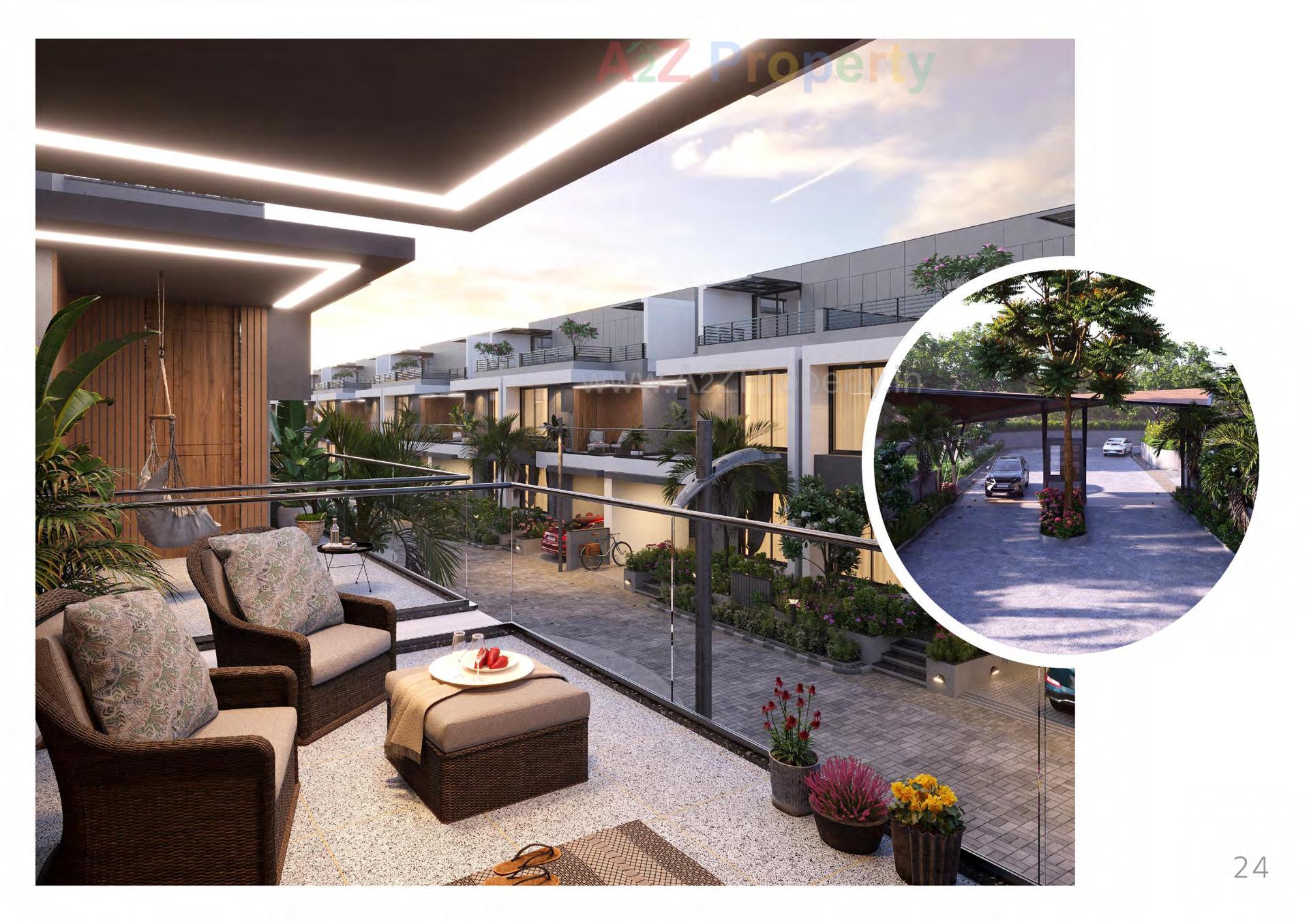 3D Elevation of real estate project Sanvicasa 105 Sanvi Retail Spaces located at Tarsali, Vadodara, Gujarat