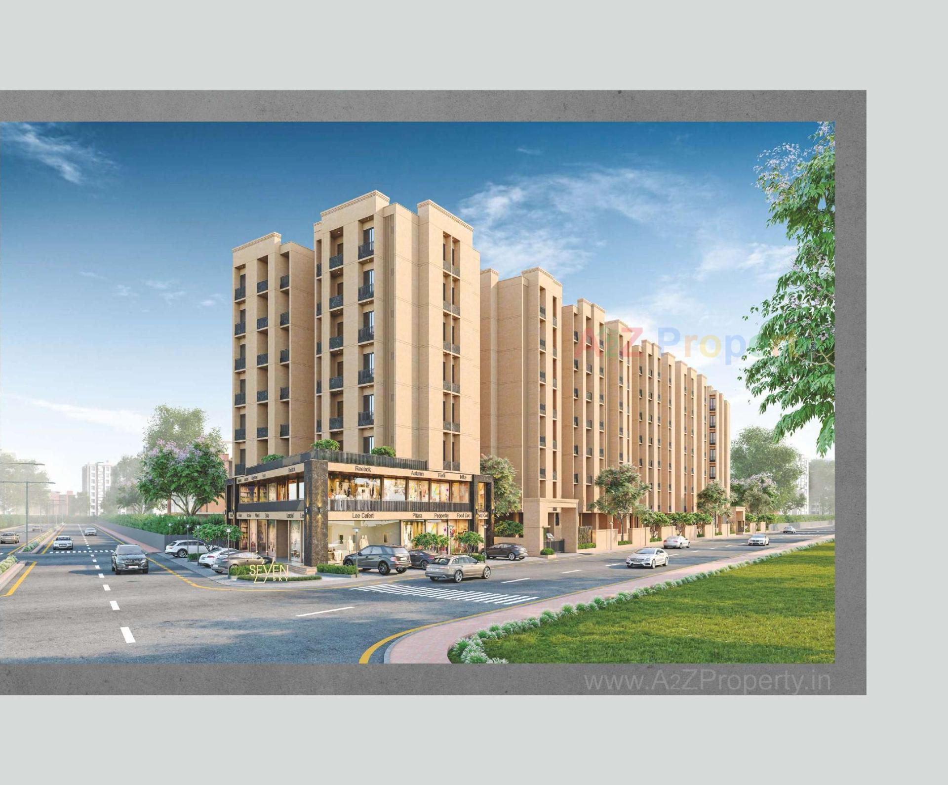 3D Elevation of real estate project Seven Sky located at Tarsali, Vadodara, Gujarat