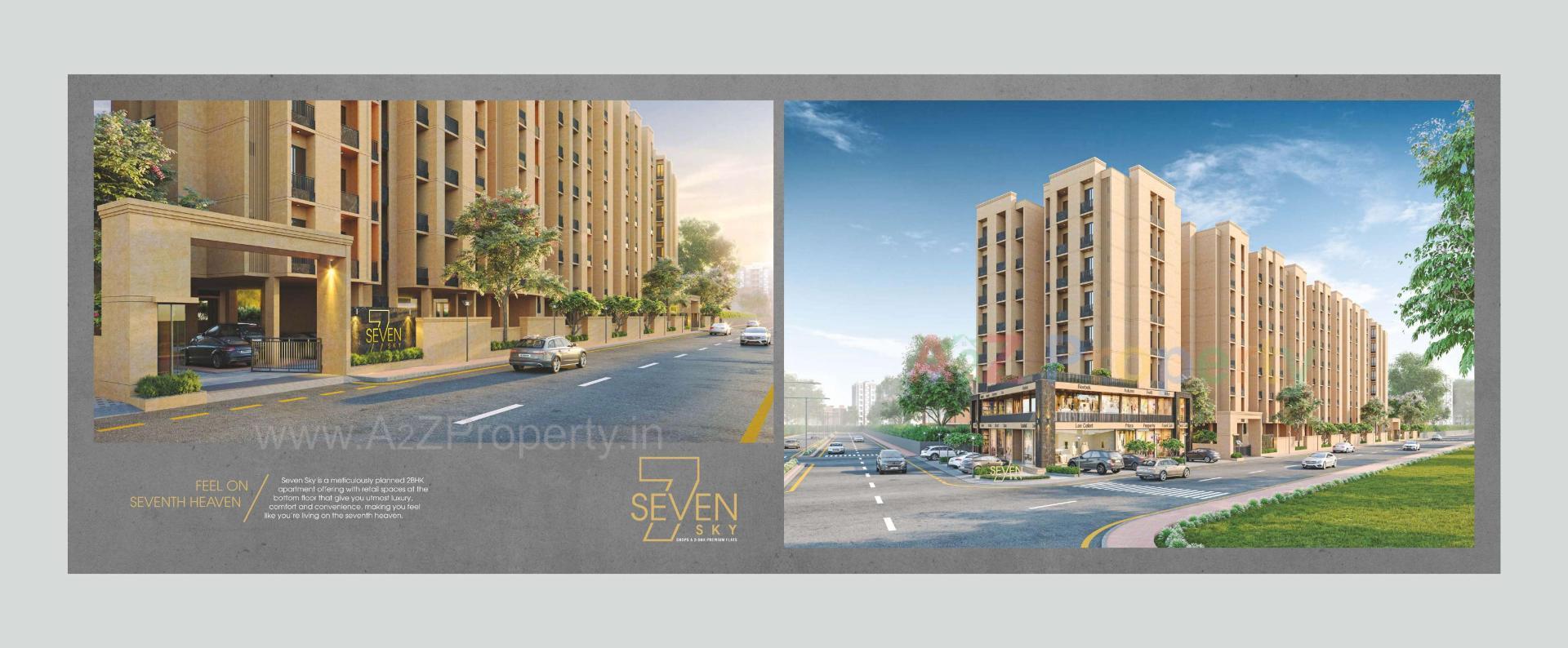 3D Elevation of real estate project Seven Sky located at Tarsali, Vadodara, Gujarat