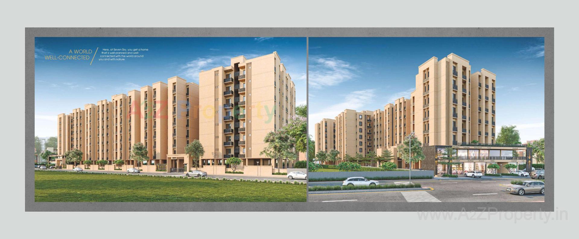 3D Elevation of real estate project Seven Sky located at Tarsali, Vadodara, Gujarat