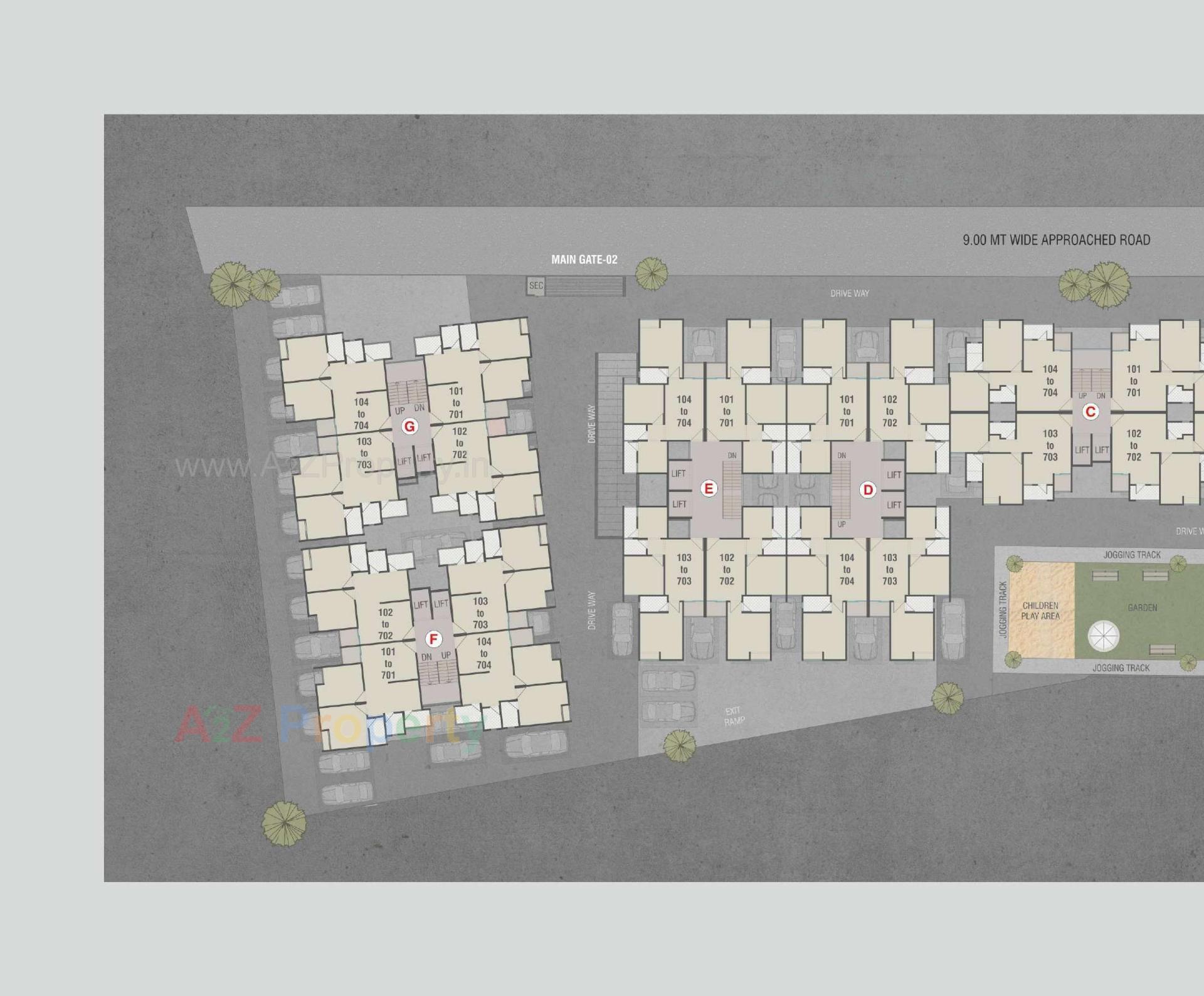 Layout of real estate project Seven Sky located at Tarsali, Vadodara, Gujarat