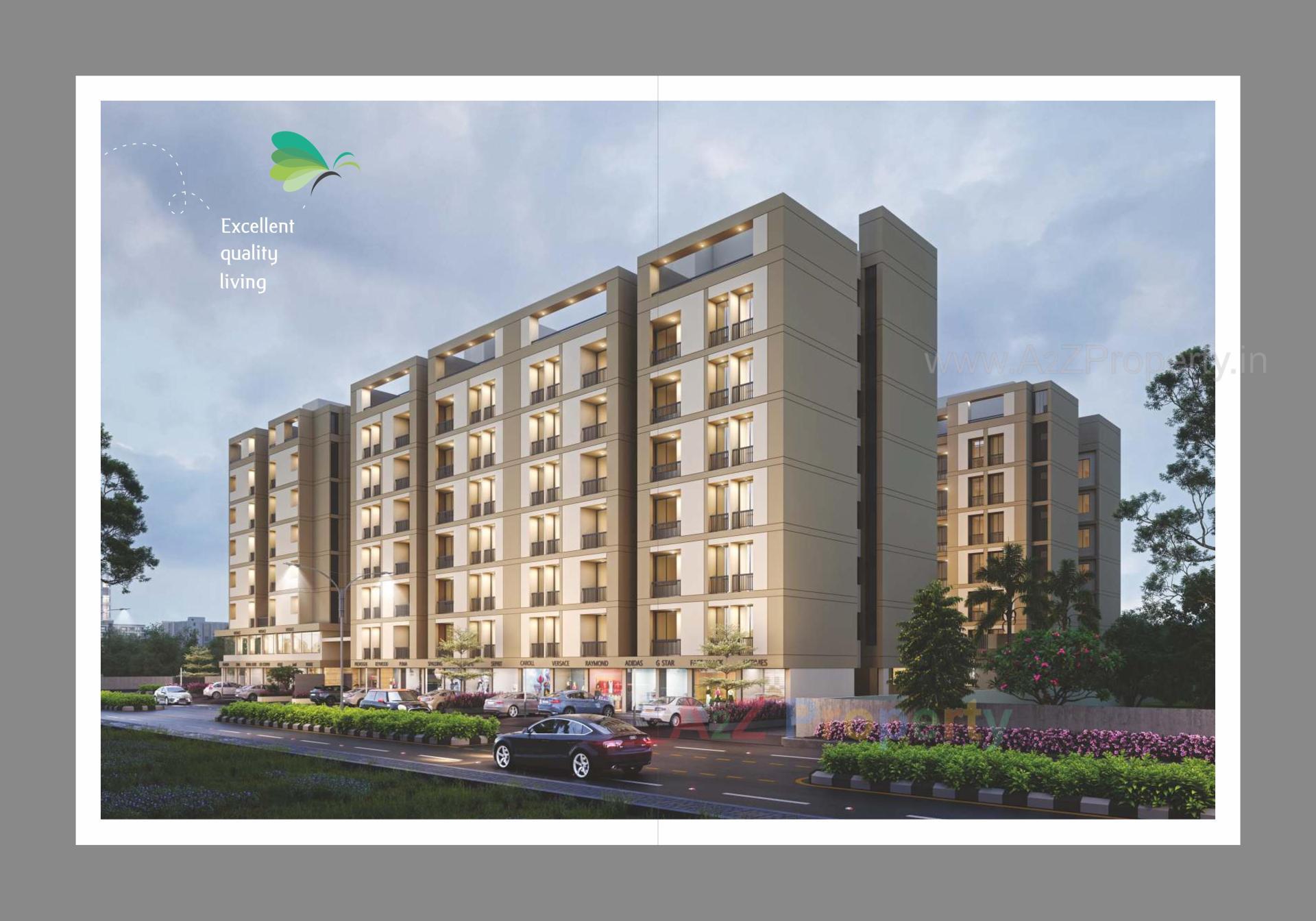 3D Elevation of real estate project Shantam Highland located at Tarsali, Vadodara, Gujarat