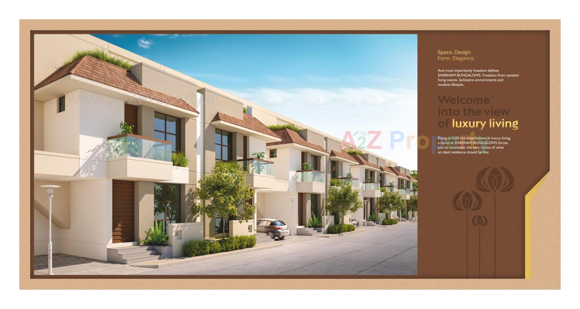 3D Elevation of real estate project Sharnam Bungalows located at Chhani, Vadodara, Gujarat