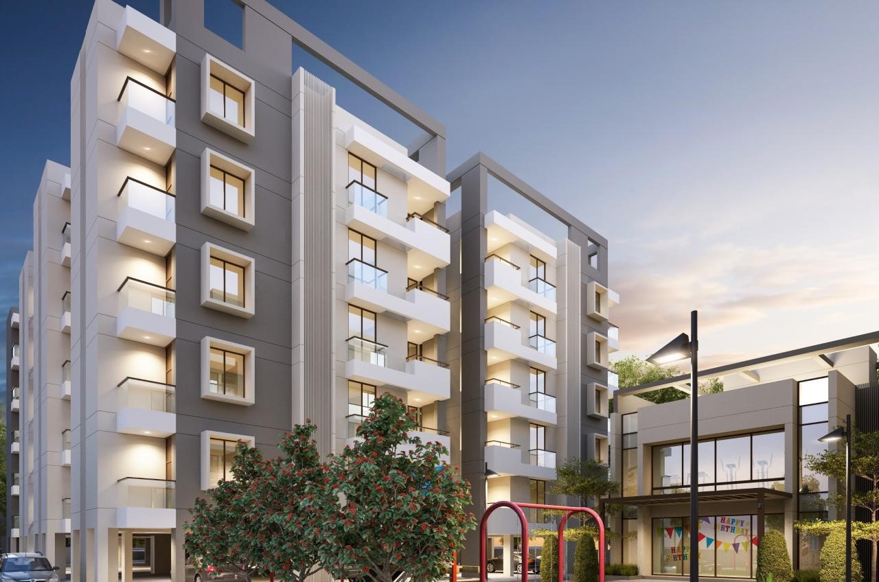 Garden Corner View of real estate project Sharnam Green located at Harni, Vadodara, Gujarat