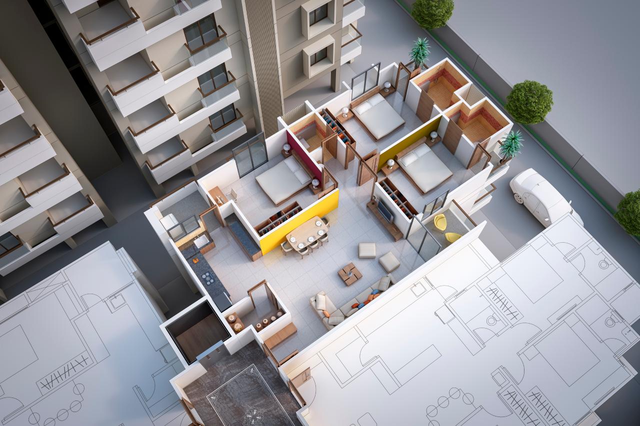 Tower B 3 Bhk of real estate project Sharnam Green located at Harni, Vadodara, Gujarat