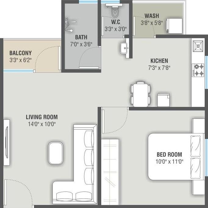 Tower D E F G H I 1 Bhk Layout of real estate project Shiv Residency located at Ankhi, Vadodara, Gujarat