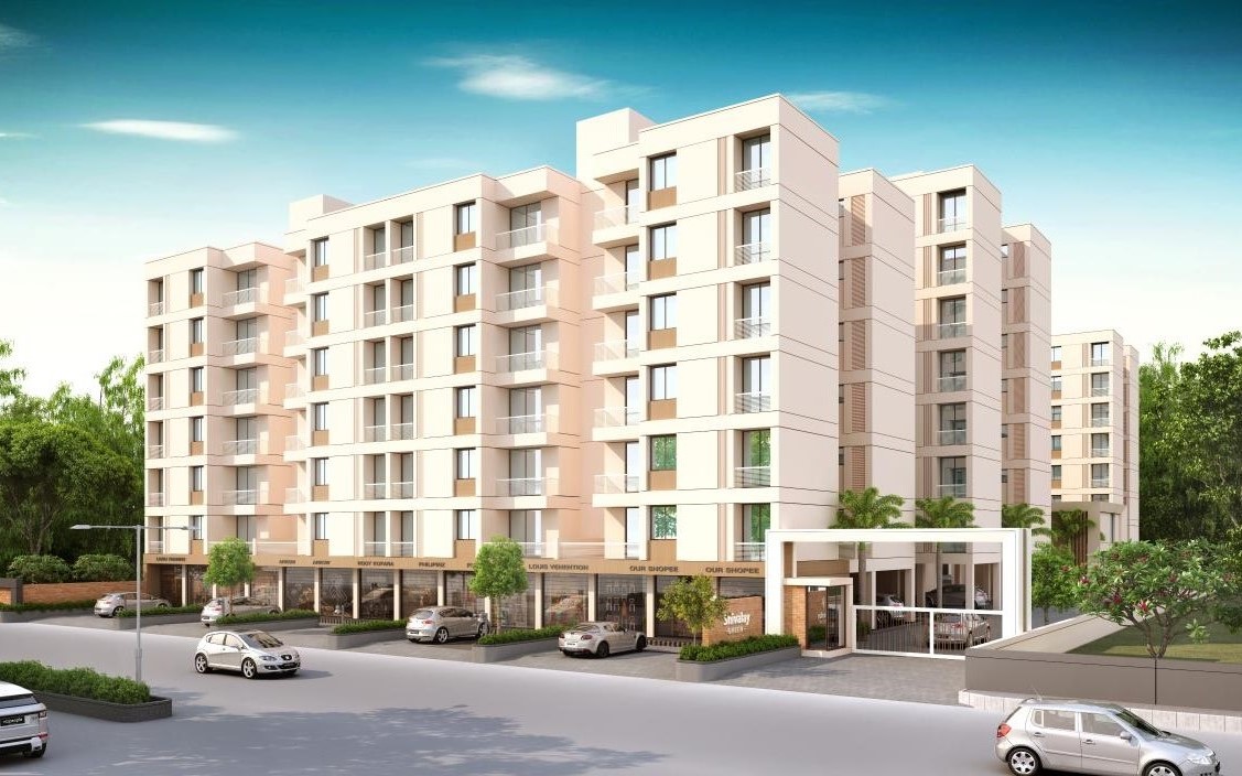 Corner View of real estate project Shivalay Green located at Ankhol, Vadodara, Gujarat