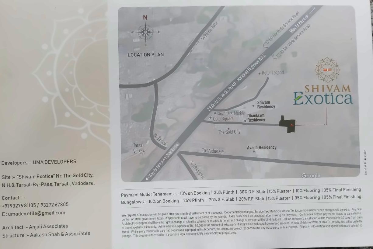  of real estate project Shivam Exotica located at Tarsali, Vadodara, Gujarat
