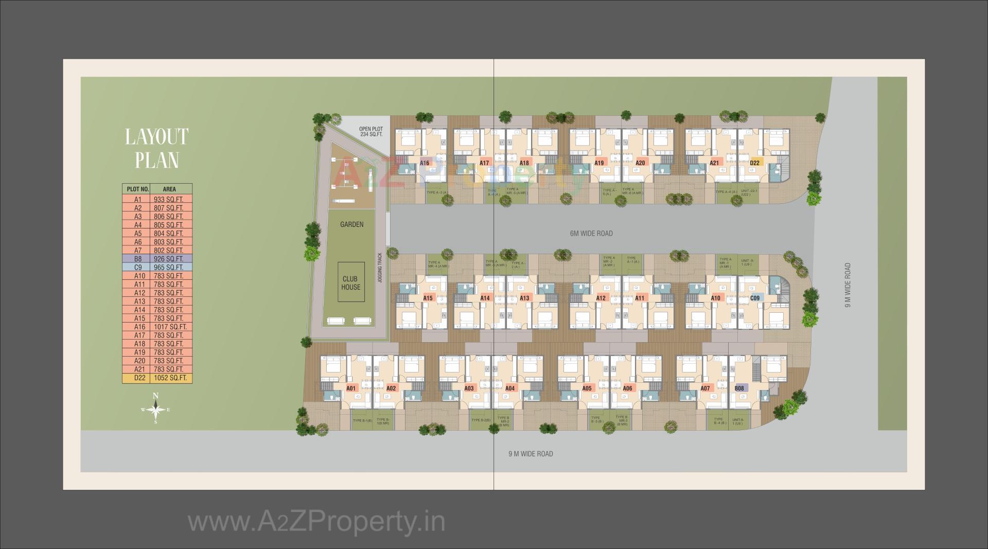 Layout of real estate project Shree Aarna Bungalows located at Tarsali, Vadodara, Gujarat