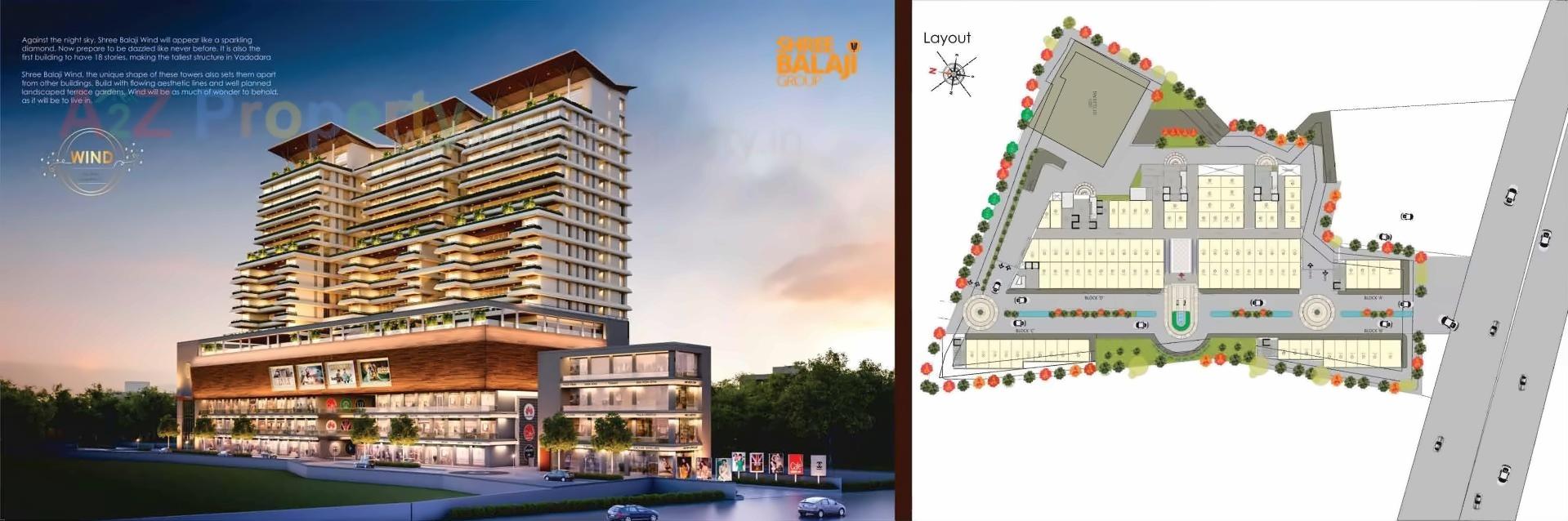3D Elevation of real estate project Shree Balaji Wind located at Vadodara, Vadodara, Gujarat