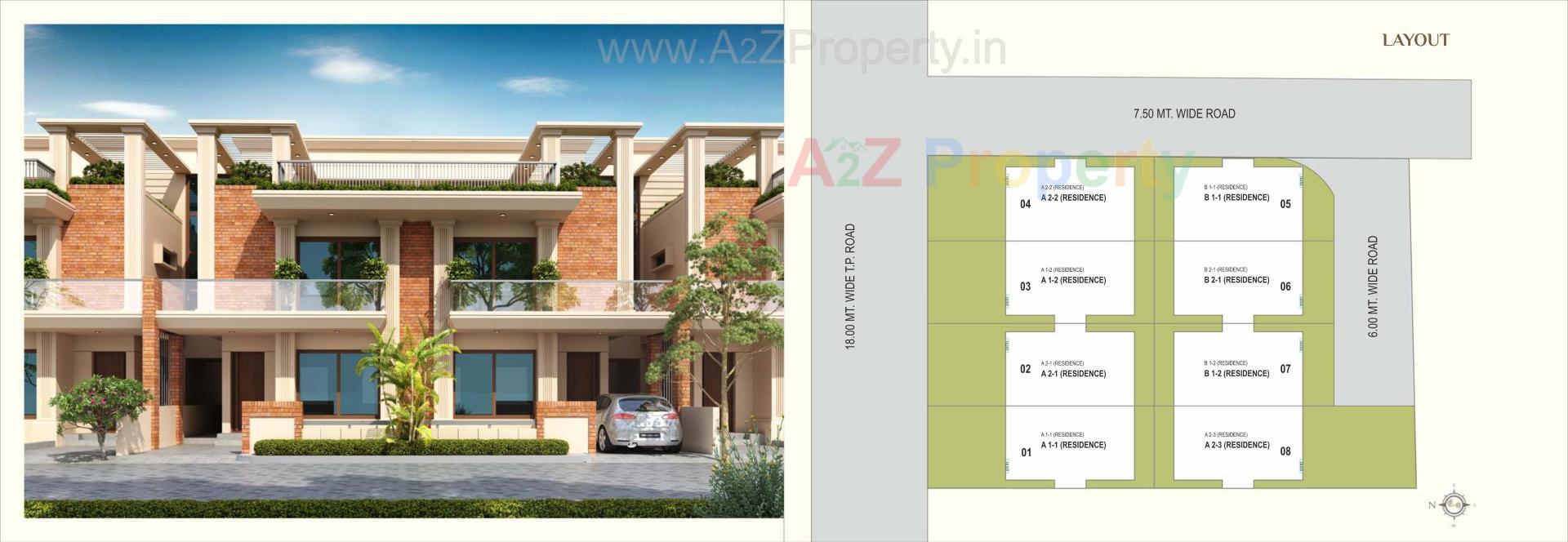 Layout of real estate project Shree Hari Bunglows located at Bill, Vadodara, Gujarat