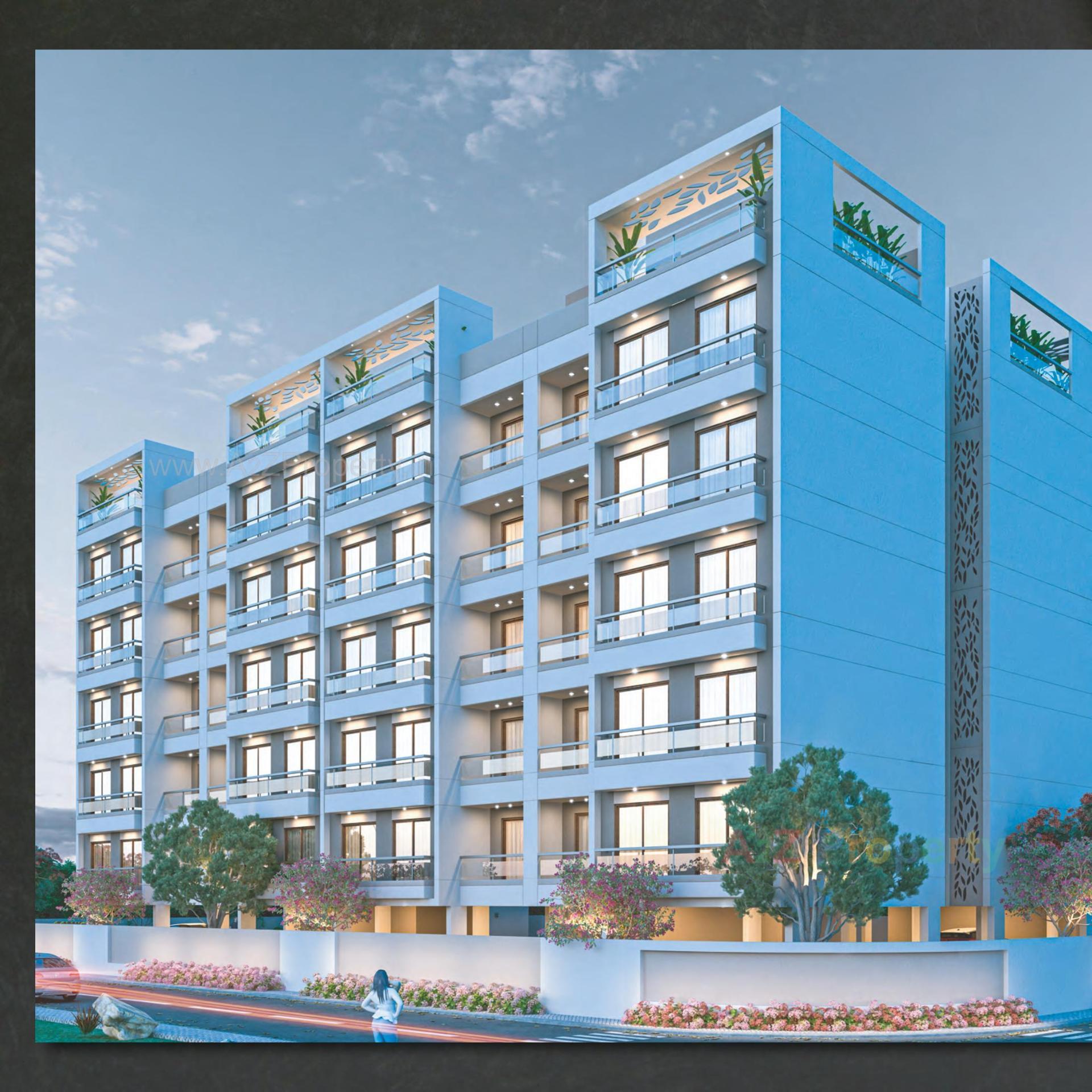3D Elevation of real estate project Shree Nidhi Residency located at Bapod, Vadodara, Gujarat