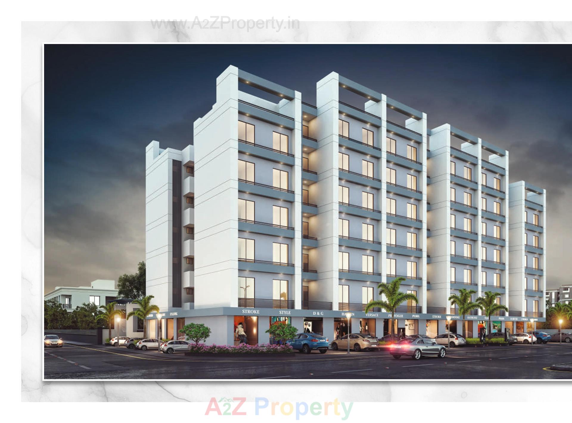 3D Elevation of real estate project Shree Siddheshwar Highstreet located at Vadsar, Vadodara, Gujarat