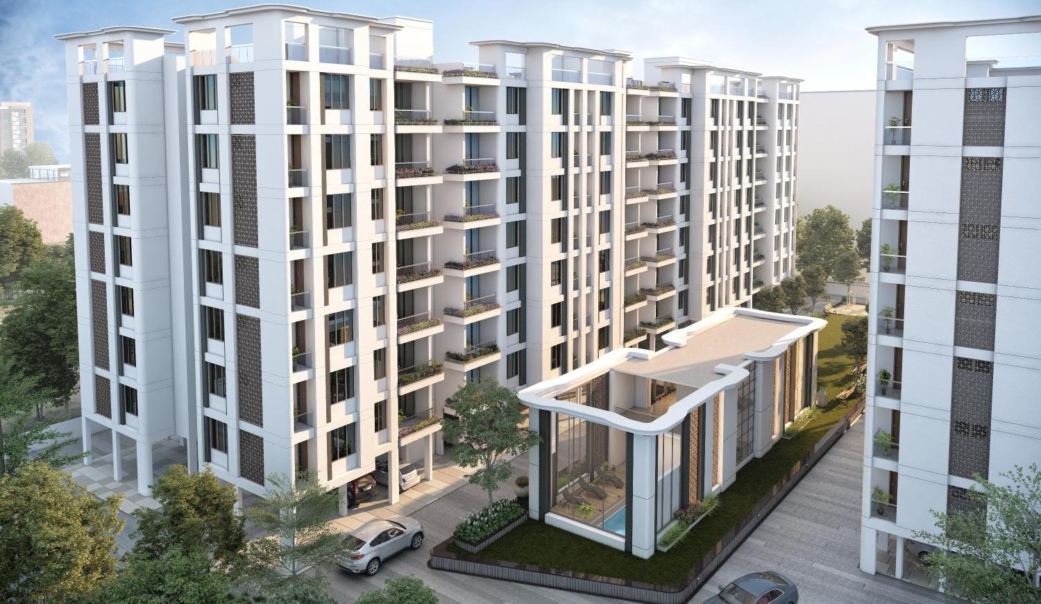 Elevation Top View of real estate project Shree Siddheshwar Paradise located at Harni, Vadodara, Gujarat