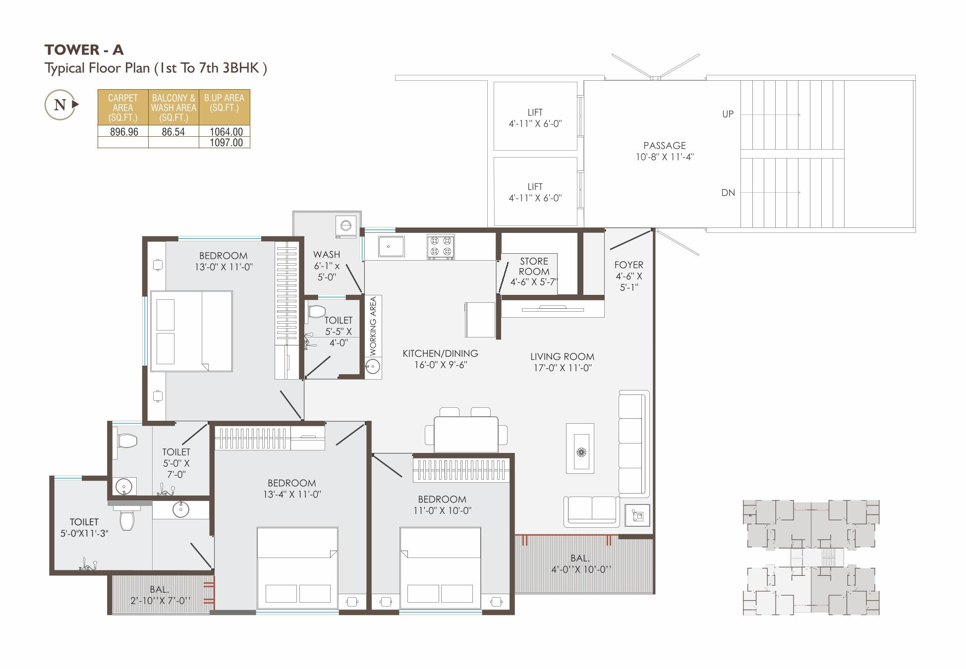 Tower A 3bhk of real estate project Shree Siddheshwar Paradise located at Harni, Vadodara, Gujarat