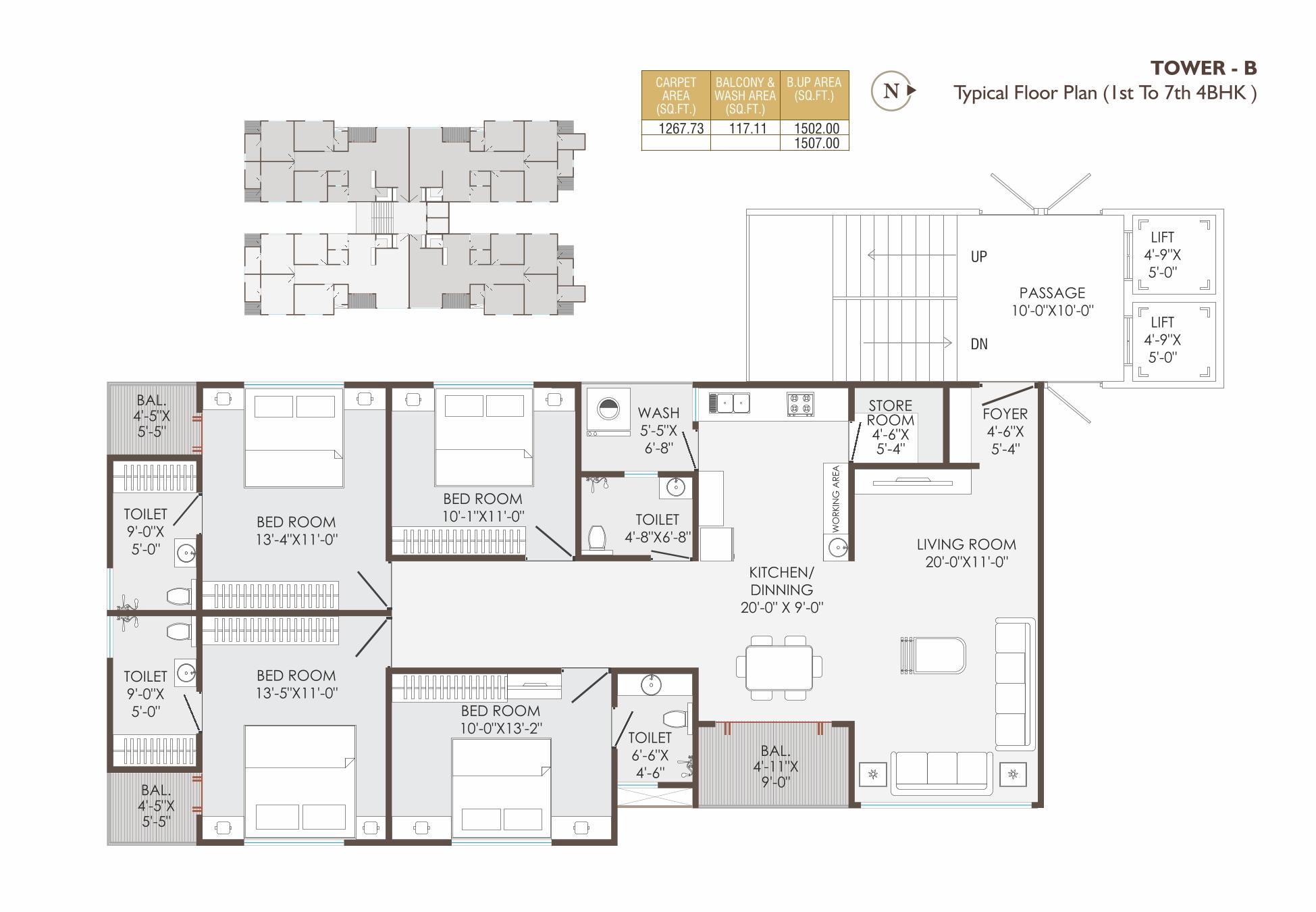 Tower B 4bhk of real estate project Shree Siddheshwar Paradise located at Harni, Vadodara, Gujarat