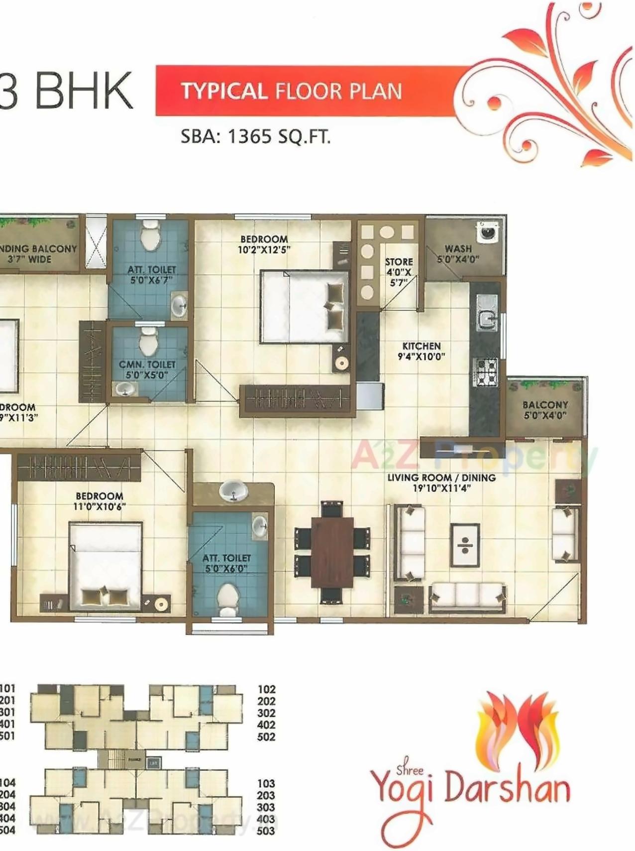 Layout of real estate project Shree Yogi Darshan Tower located at Chhani, Vadodara, Gujarat