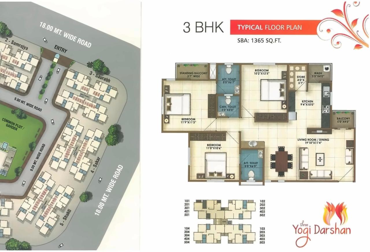 Layout of real estate project Shree Yogi Darshan Tower located at Chhani, Vadodara, Gujarat