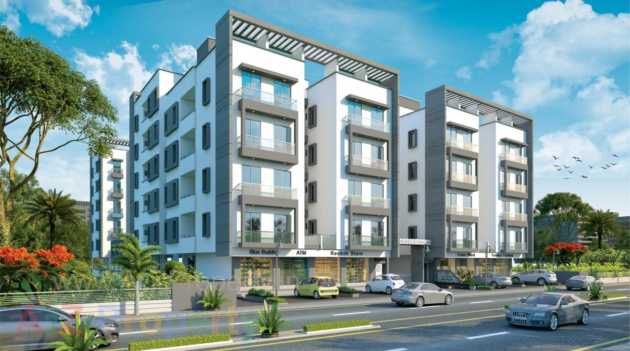 3D Elevation of real estate project Shreeji Sharnam located at Nizampura, Vadodara, Gujarat
