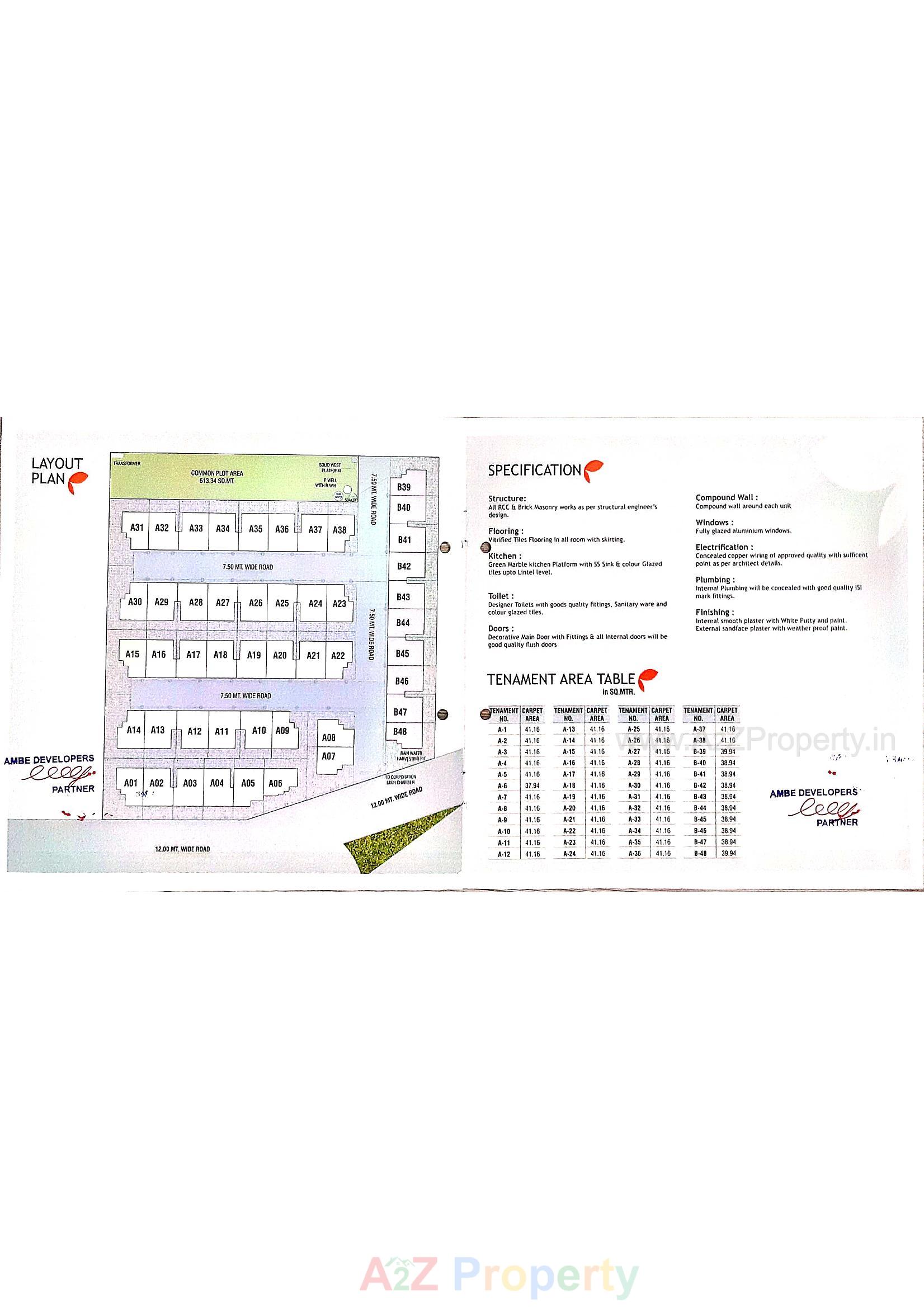 Layout of real estate project Shreeji Tenaments located at Maneja, Vadodara, Gujarat