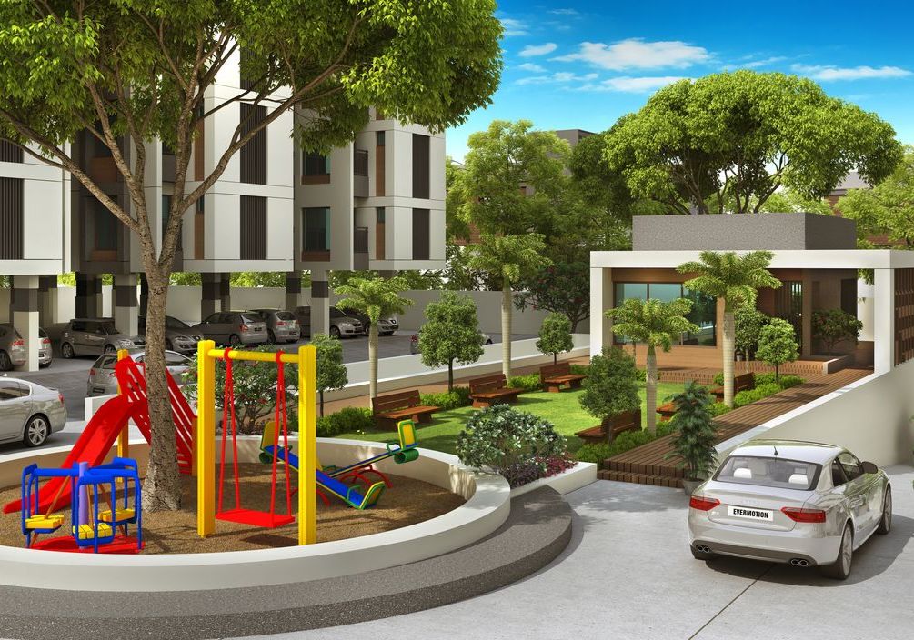 Garden View of real estate project Shubh Residency located at Makarpura, Vadodara, Gujarat