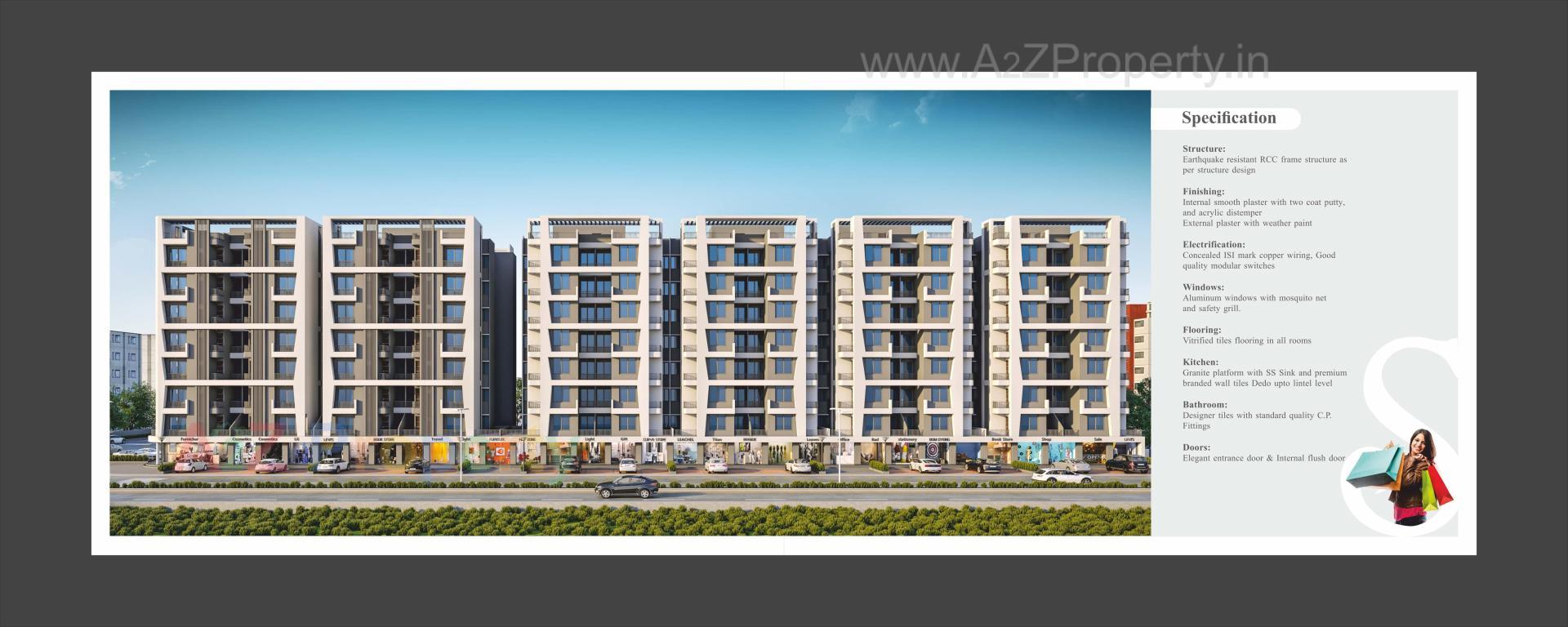 3D Elevation of real estate project Shubham Resicom located at Vadodara, Vadodara, Gujarat