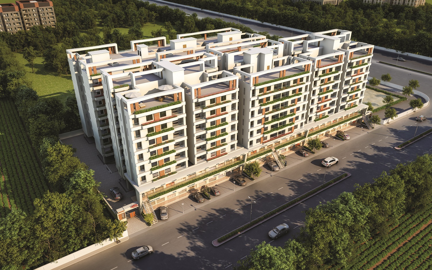 3D Elevation of real estate project Shukan Aroma located at Savad, Vadodara, Gujarat