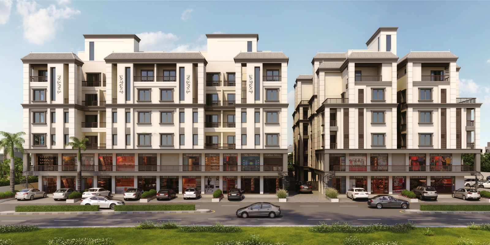 3D Elevation of real estate project Siddharth Landmark located at Sama, Vadodara, Gujarat