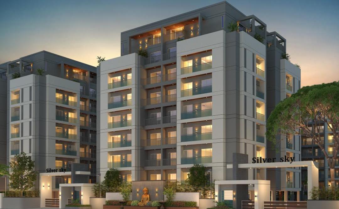 Night View of real estate project Silver Sky located at Harni, Vadodara, Gujarat
