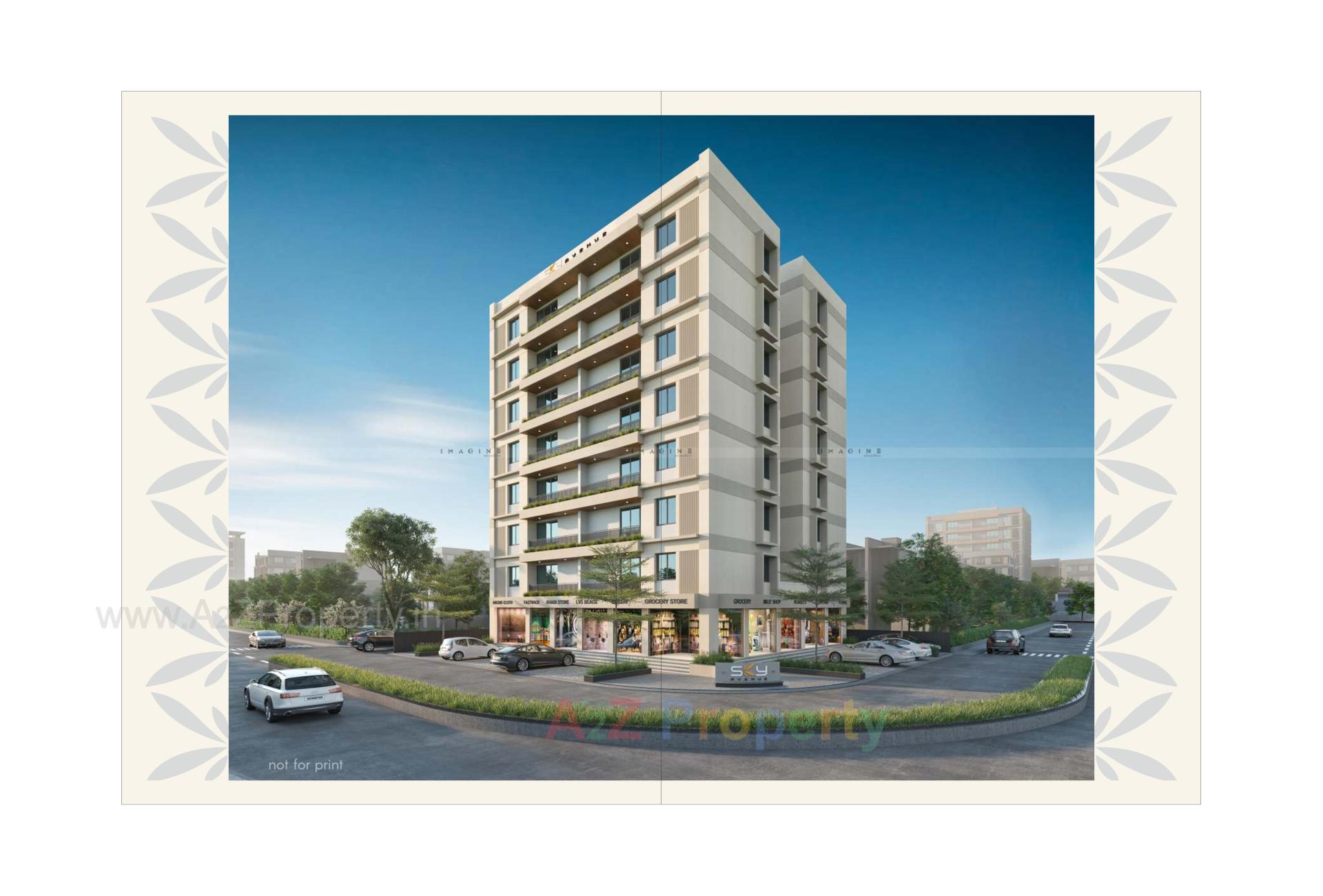 3D Elevation of real estate project Sky Avenue located at Vemali, Vadodara, Gujarat